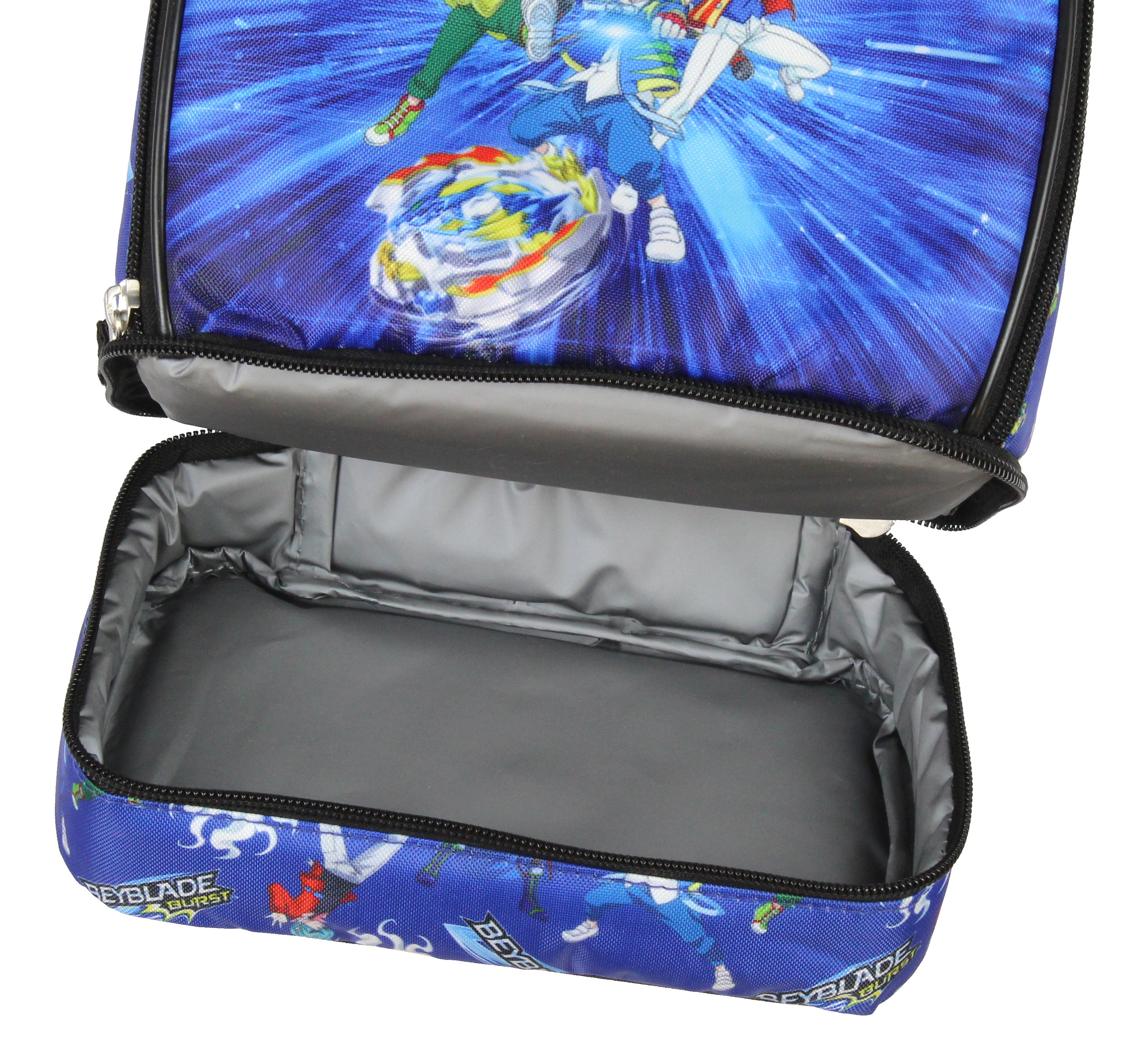 Beyblade Burst Spinner Top Anime Characters Insulated Dual Compartment Lunch Bag