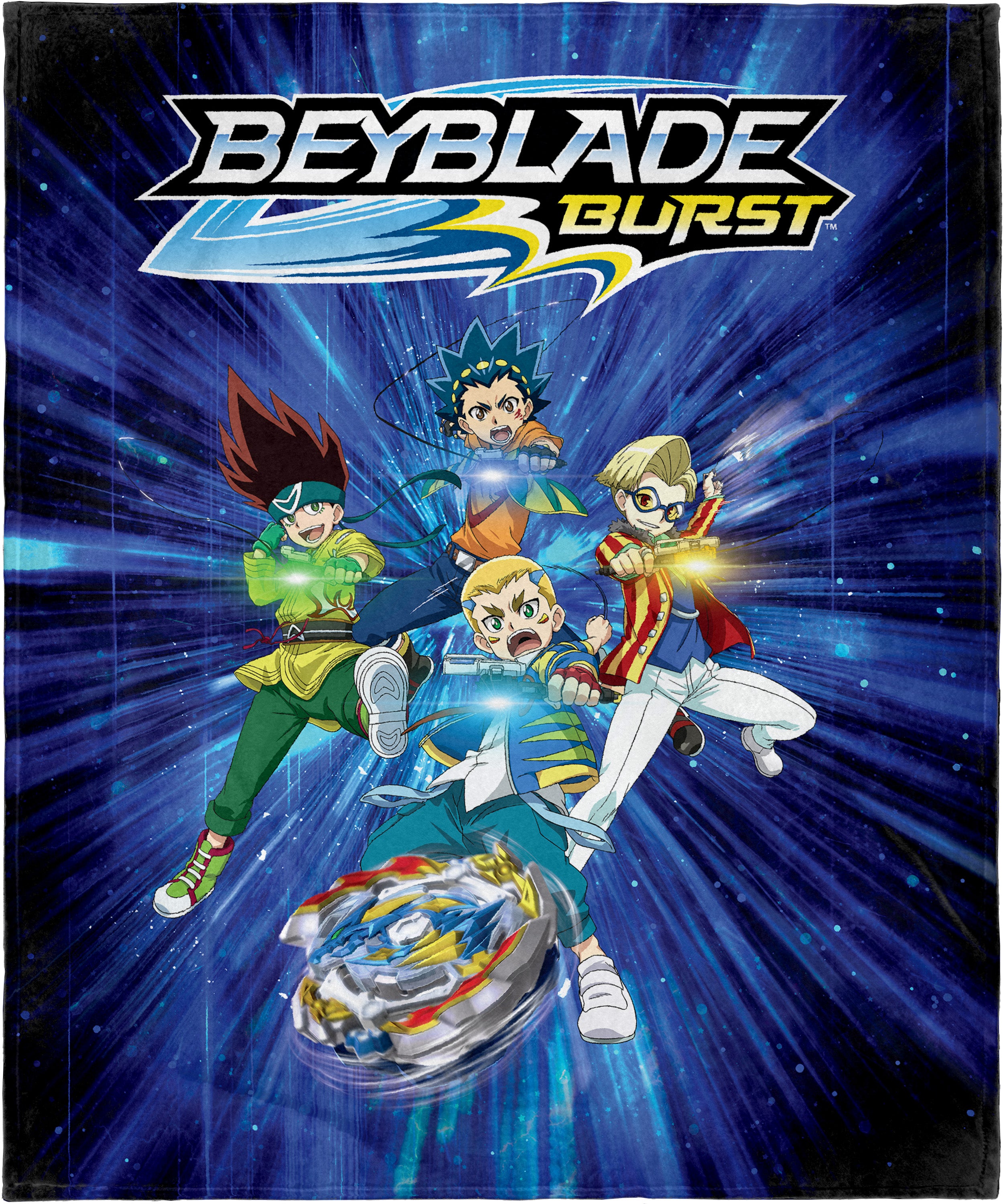 Beyblade Burst Rise Spinner Tops Launch Time Anime Characters Silk Touch Plush Throw Blanket