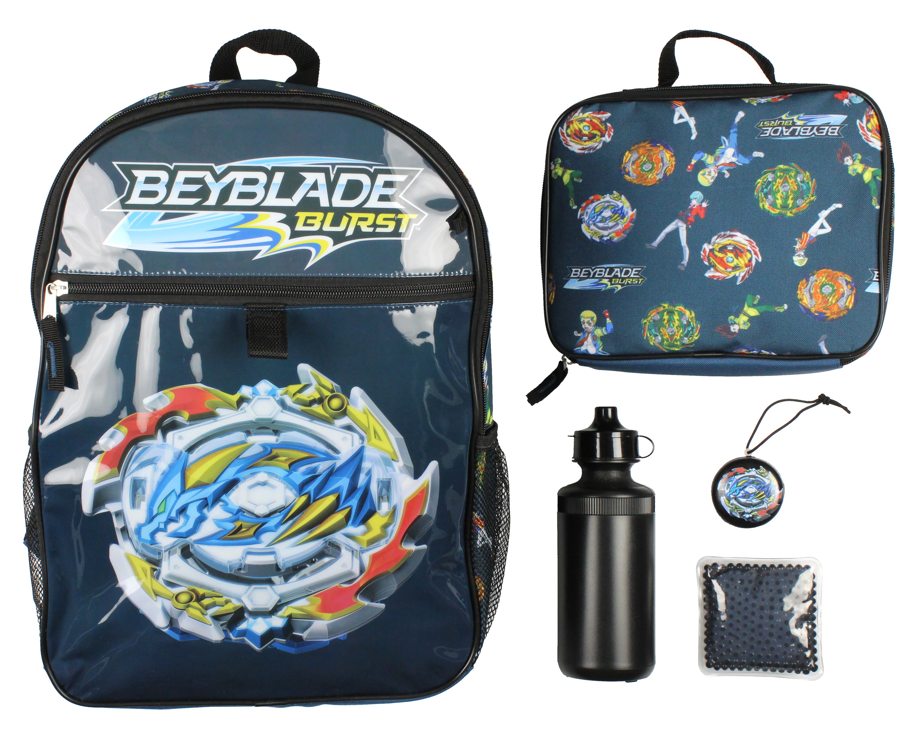 Beyblade Burst Spinner Tops Backpack Lunch Bag Water Bottle 5 PC Mega Set