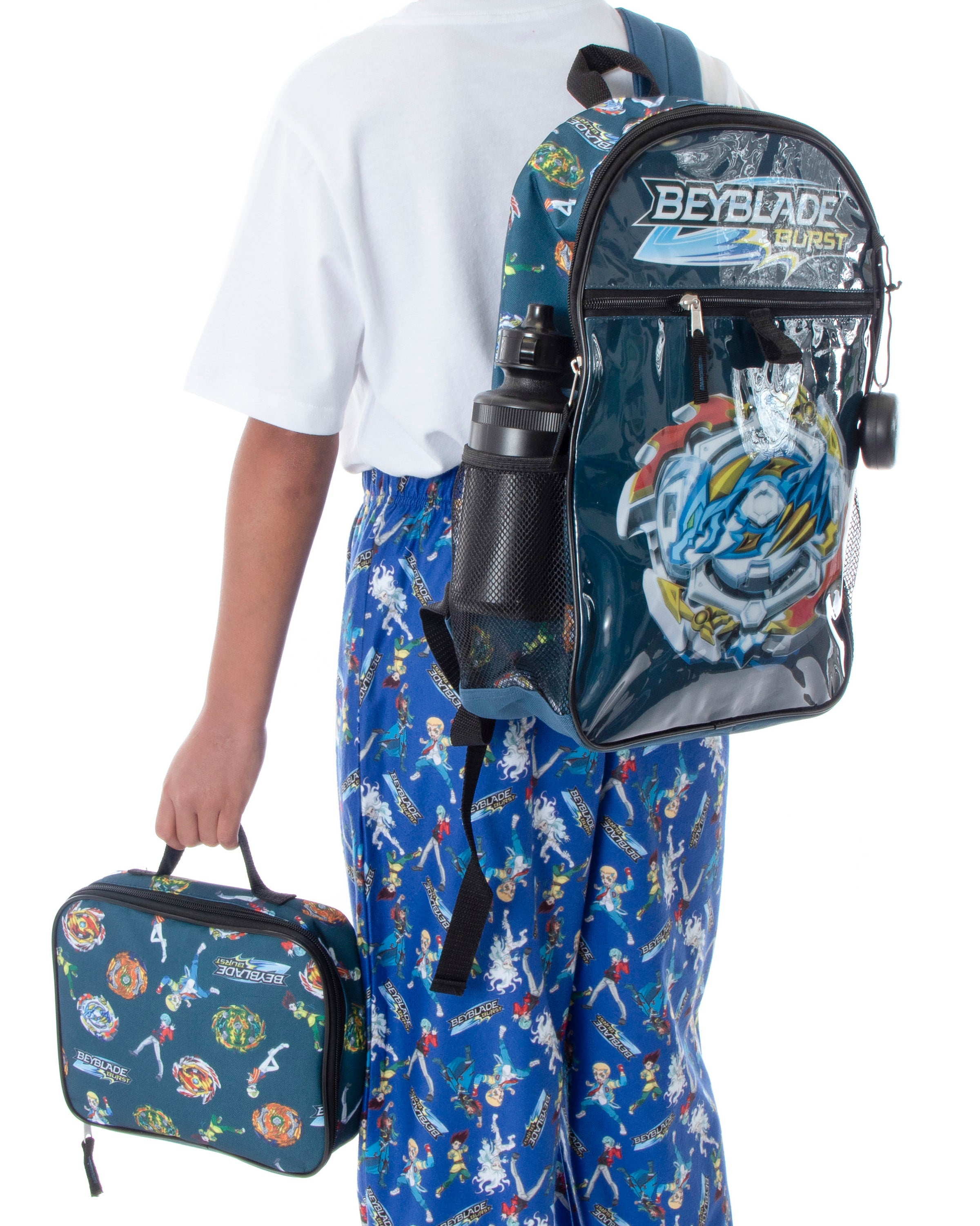 Beyblade Burst Spinner Tops Backpack Lunch Bag Water Bottle 5 PC Mega Set