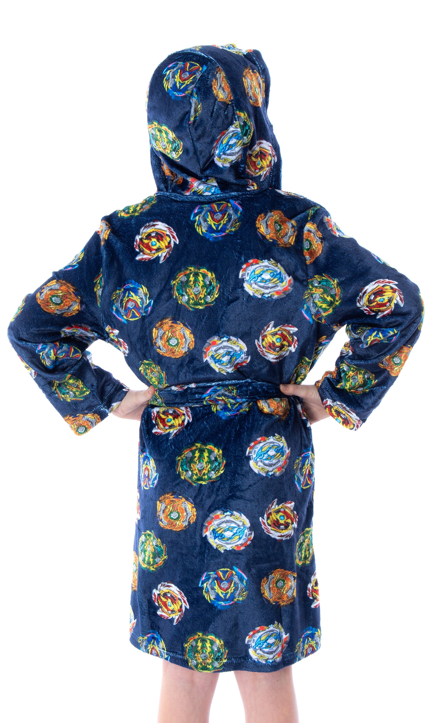 Beyblade Burst Boys' Spinner Tops Graphic Fleece Plush Hooded Robe Bathrobe