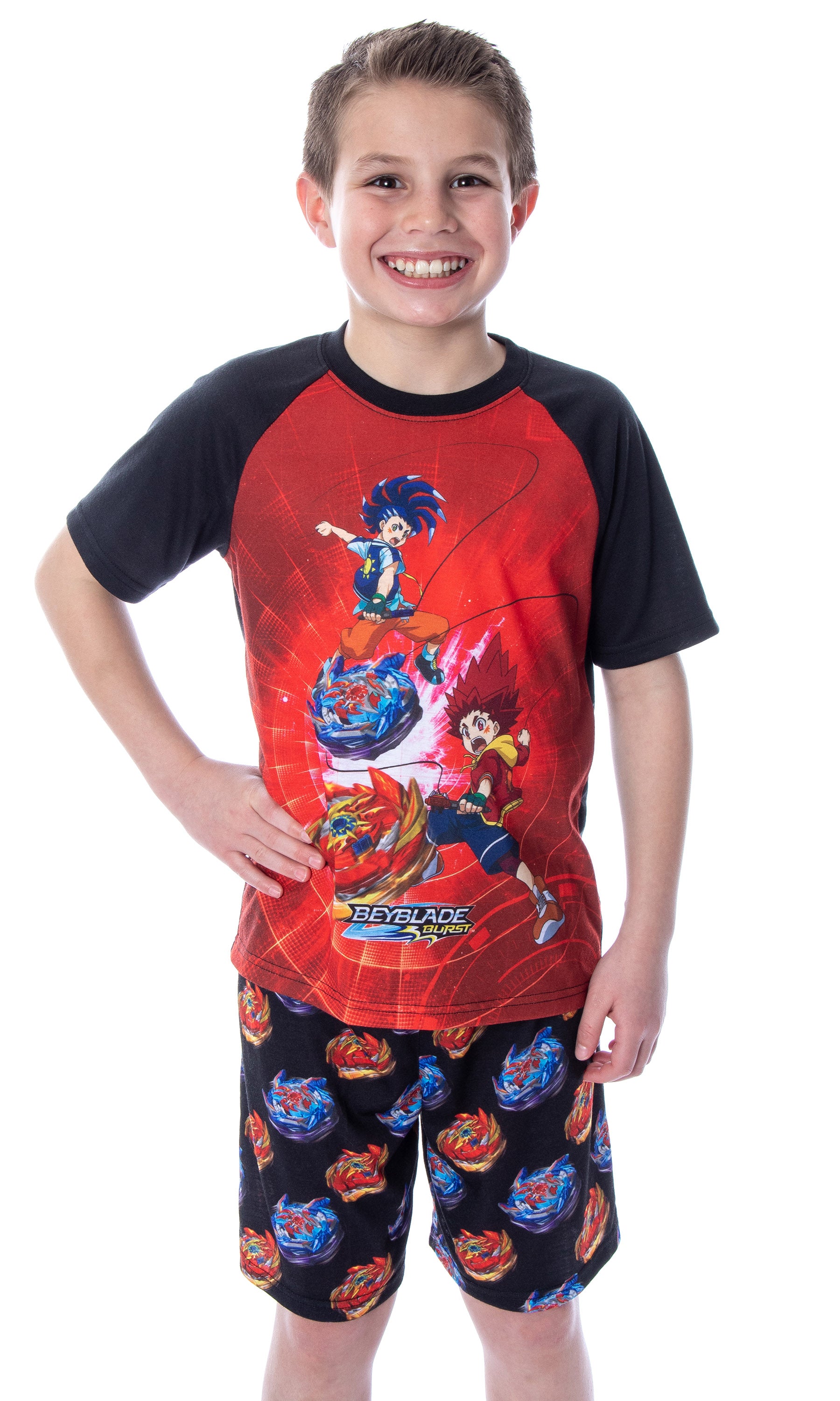 Beyblade Burst Surge Boys' Hikaru and Hyuga Shirt and Shorts Pajama Set
