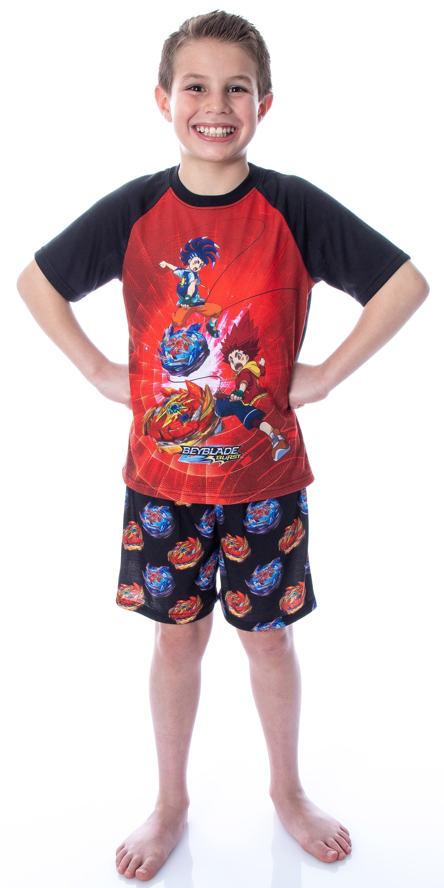 Beyblade Burst Surge Boys' Hikaru and Hyuga Shirt and Shorts Pajama Set
