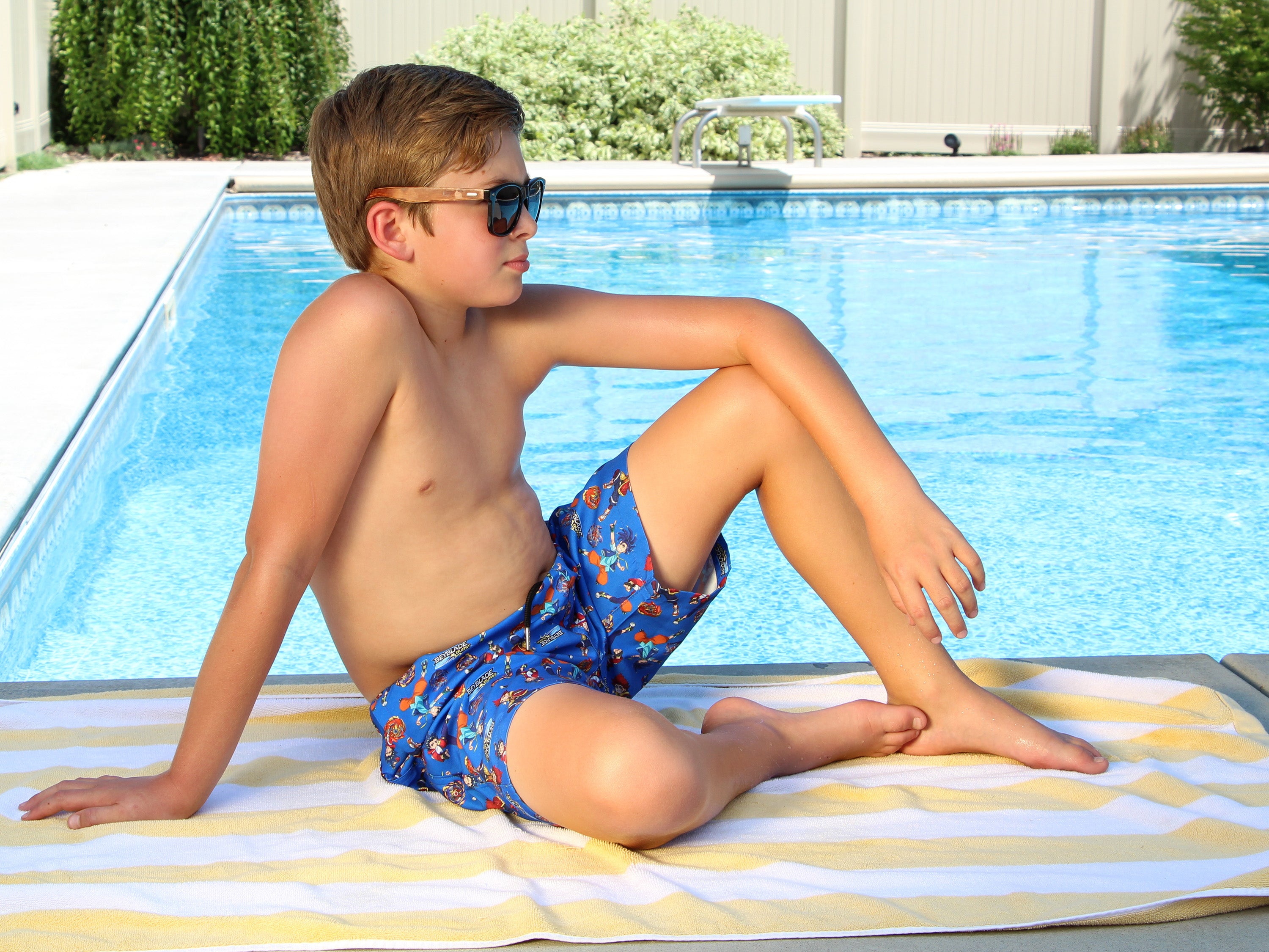 Beyblade Burst Boys' Spinner Tops Character Allover Print Swim Trunks