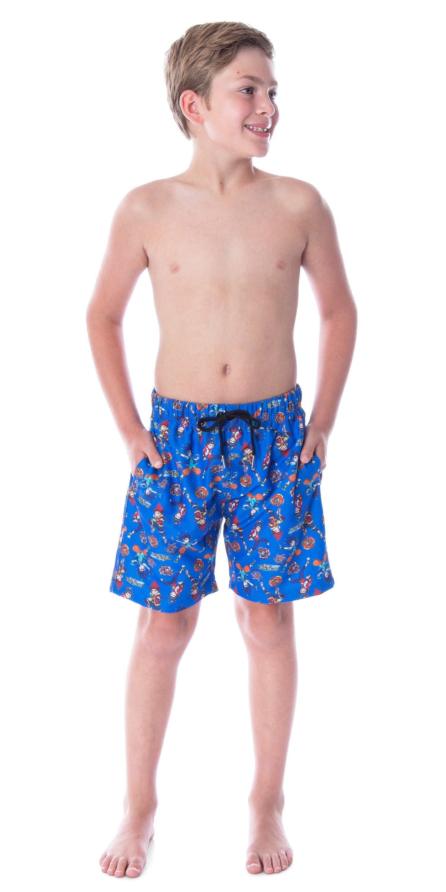 Beyblade Burst Boys' Spinner Tops Character Allover Print Swim Trunks