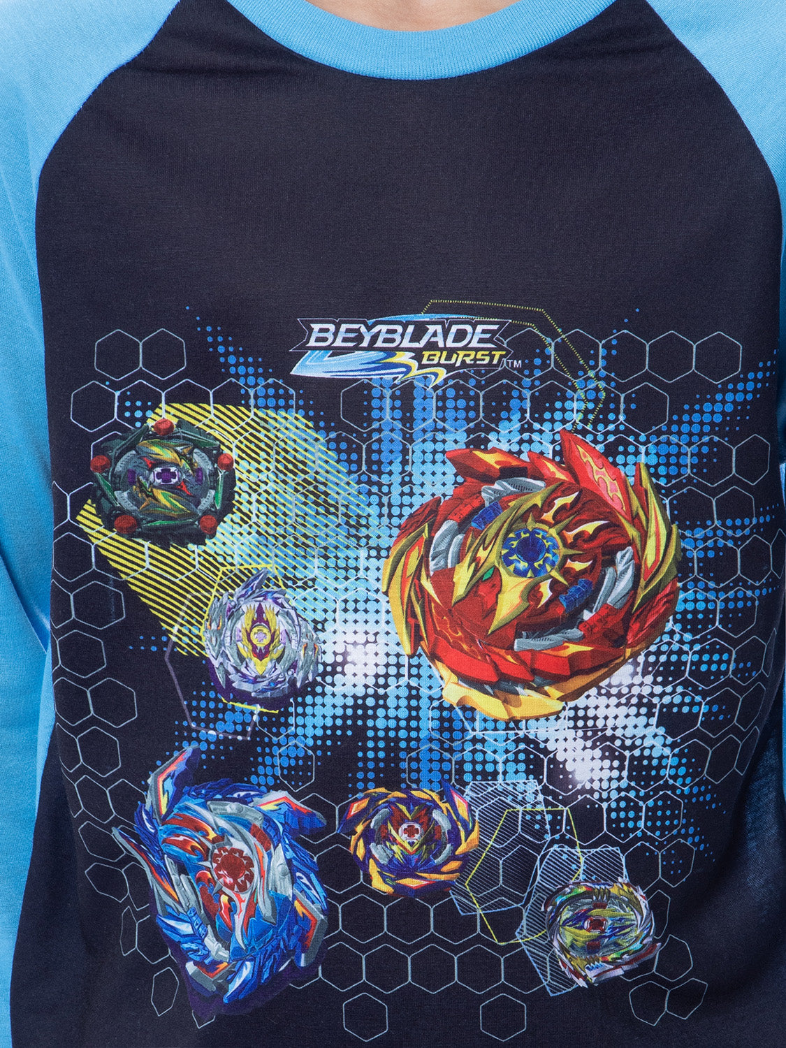 Beyblade Burst Boys' Spinner Tops Tossed Print Raglan Sleep Pajama Set