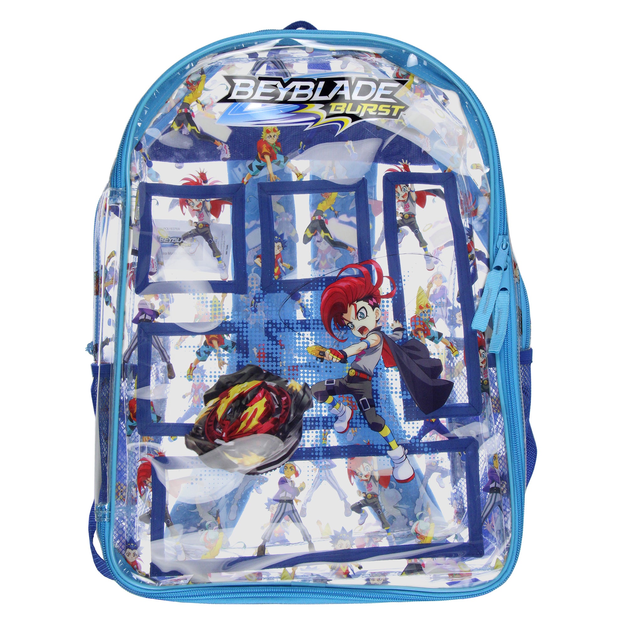 Beyblade Burst Heavy Duty Clear School Travel Backpack Book Bag 16"