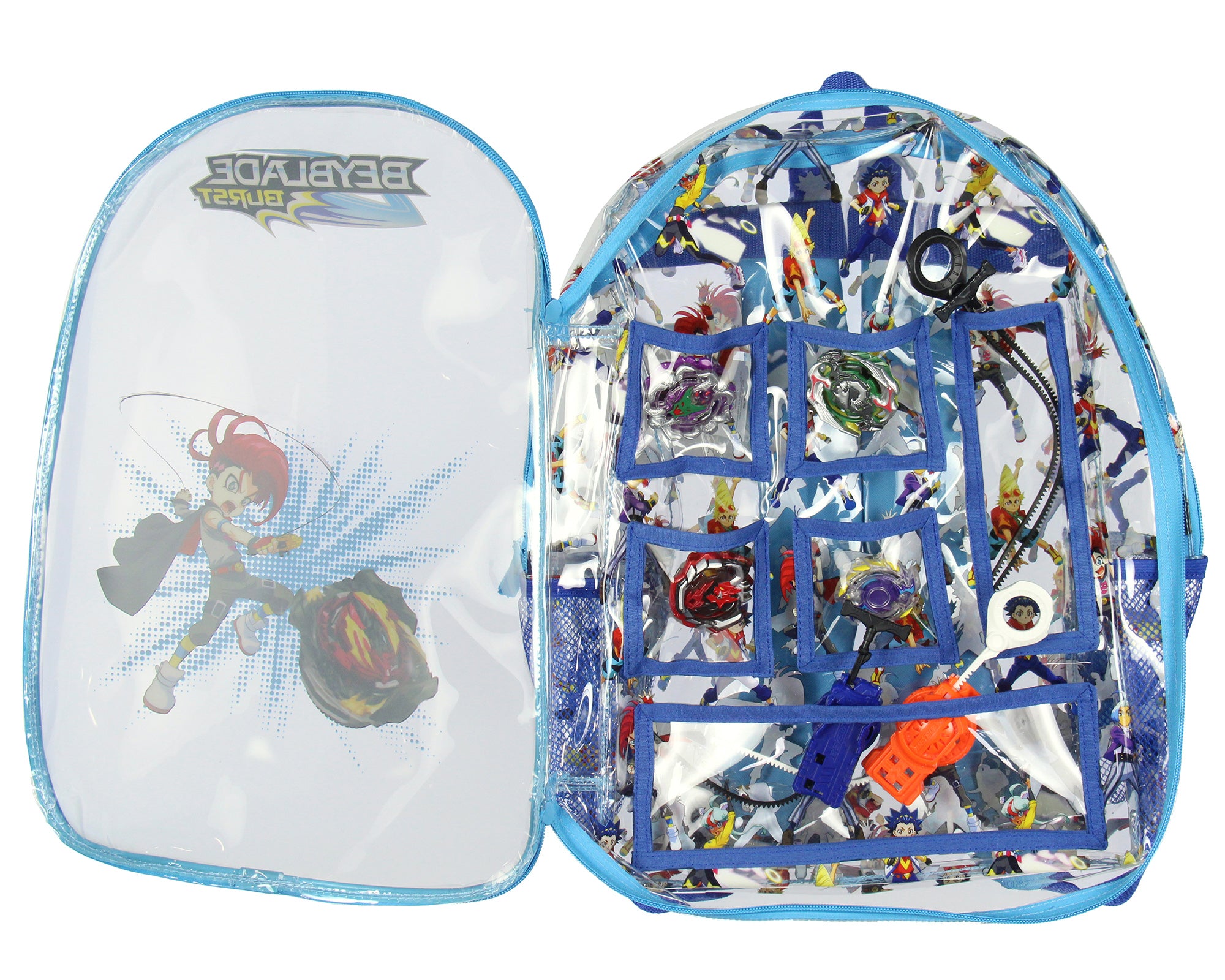 Beyblade Burst Heavy Duty Clear School Travel Backpack Book Bag 16"