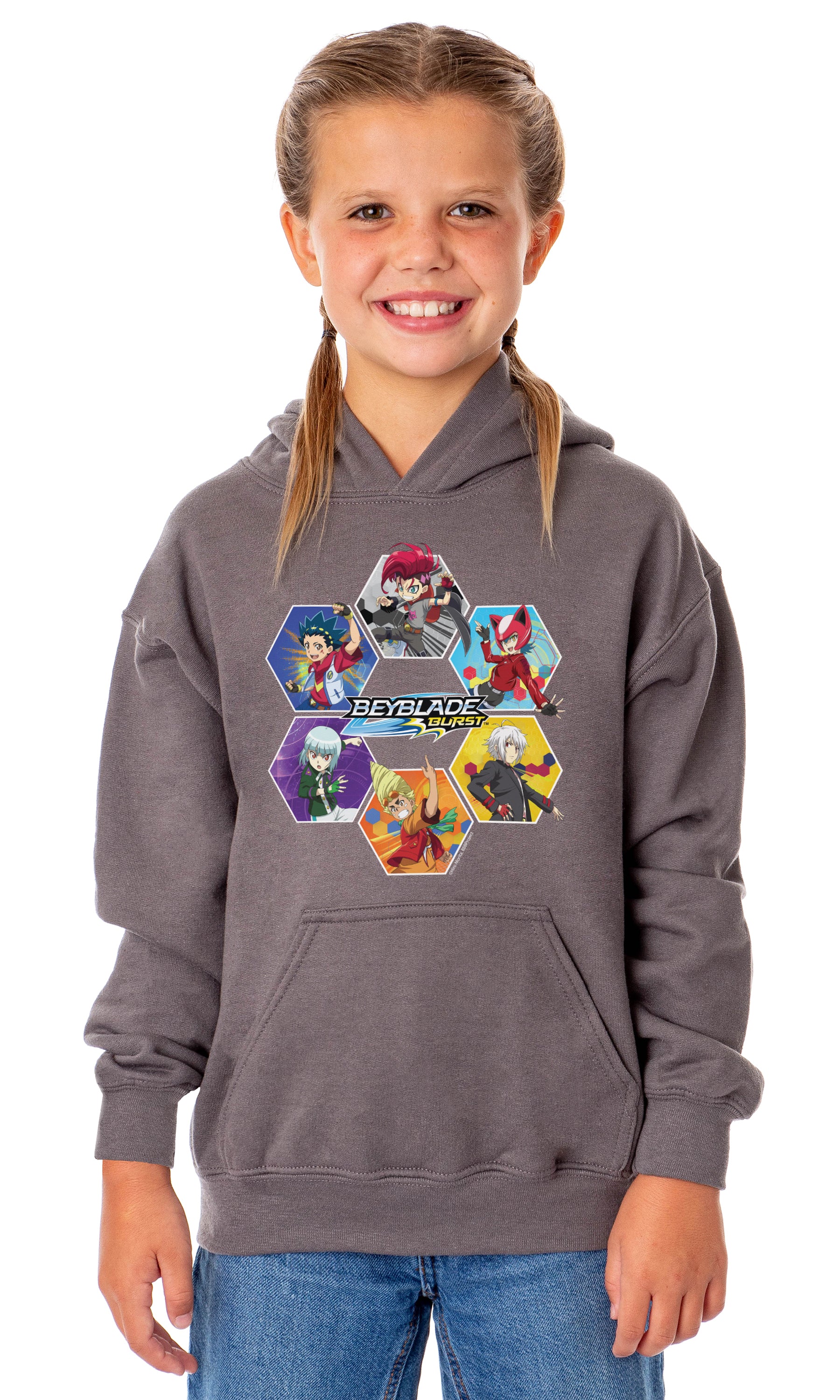 Beyblade Burst Show Boys' Unisex Characters Bel Daizora Pocket Sweatshirt Hoodie Pullover