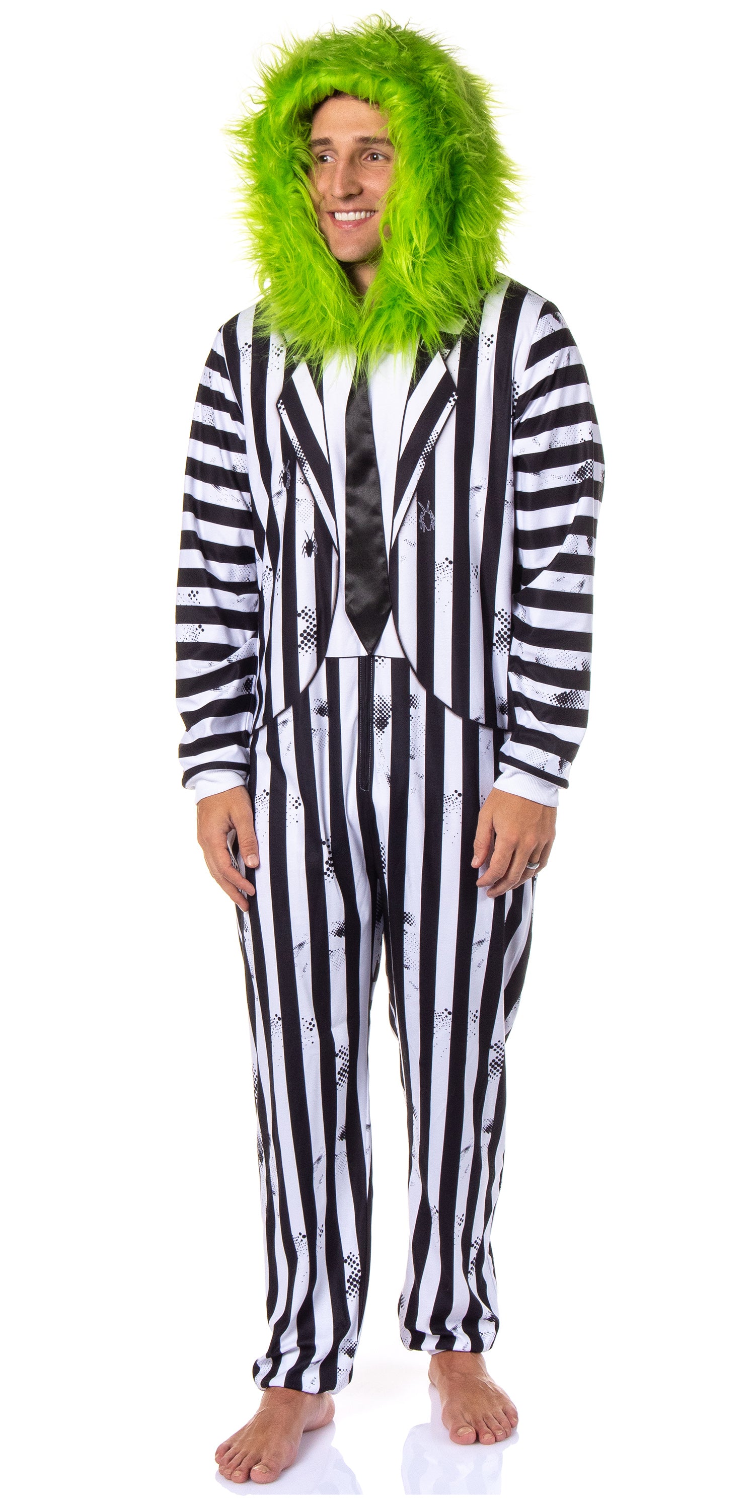 Beetlejuice Mens' Halloween Movie Character Union Suit Costume Sleep Pajama