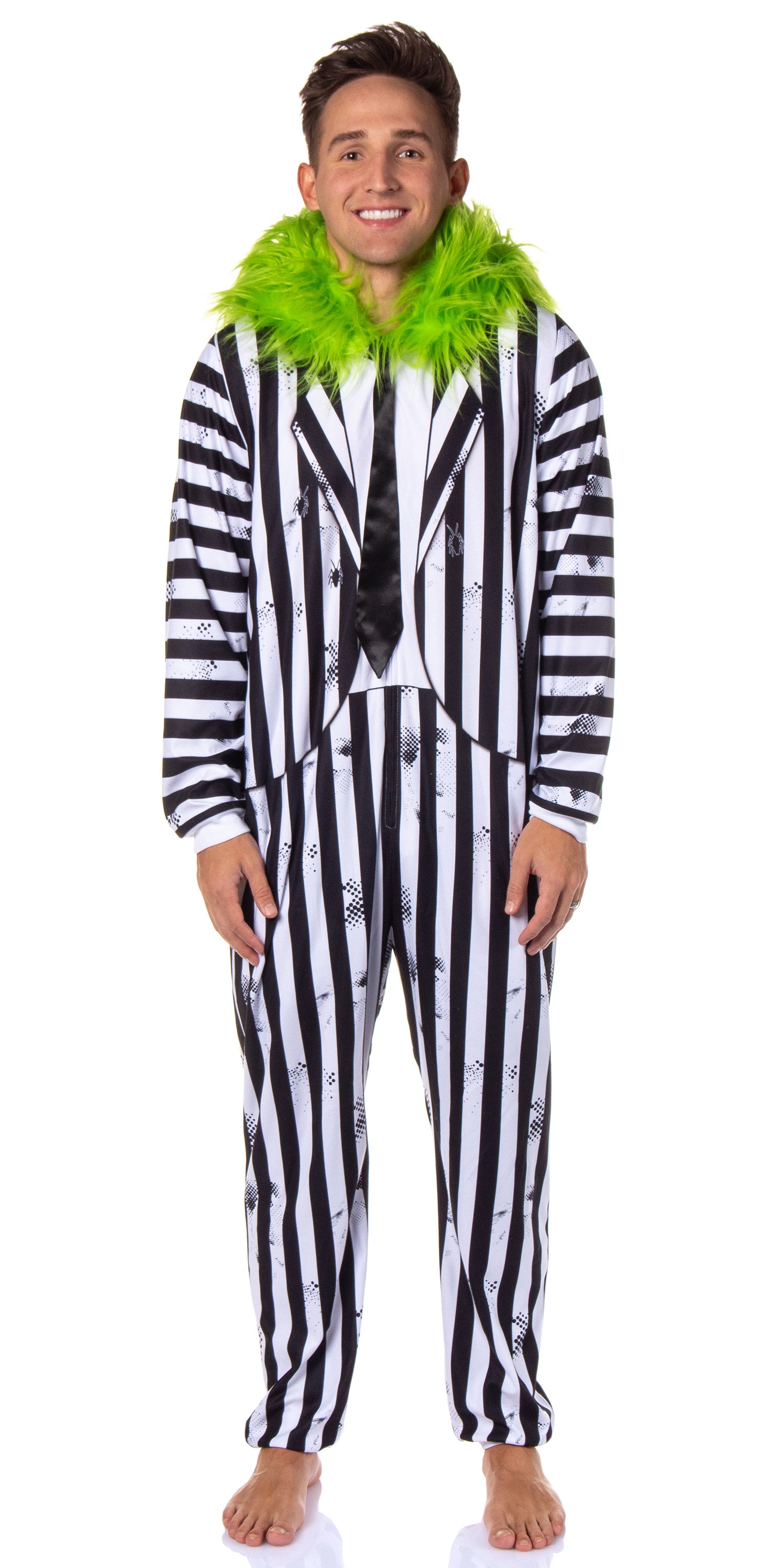 Beetlejuice Mens' Halloween Movie Character Union Suit Costume Sleep Pajama
