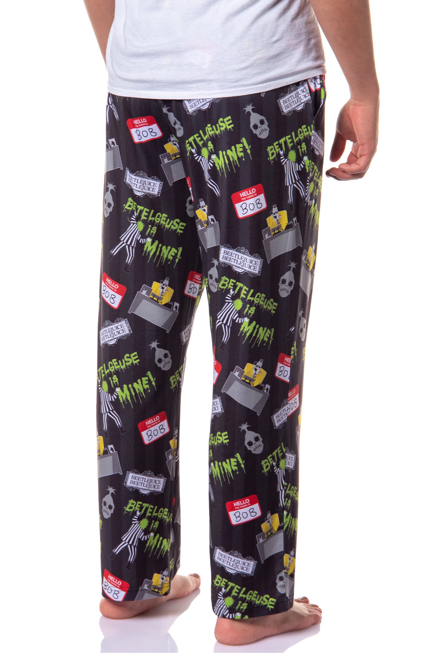 Beetlejuice Beetlejuice Men's Hello My Name is Bob Print Sleep Pajama Pants