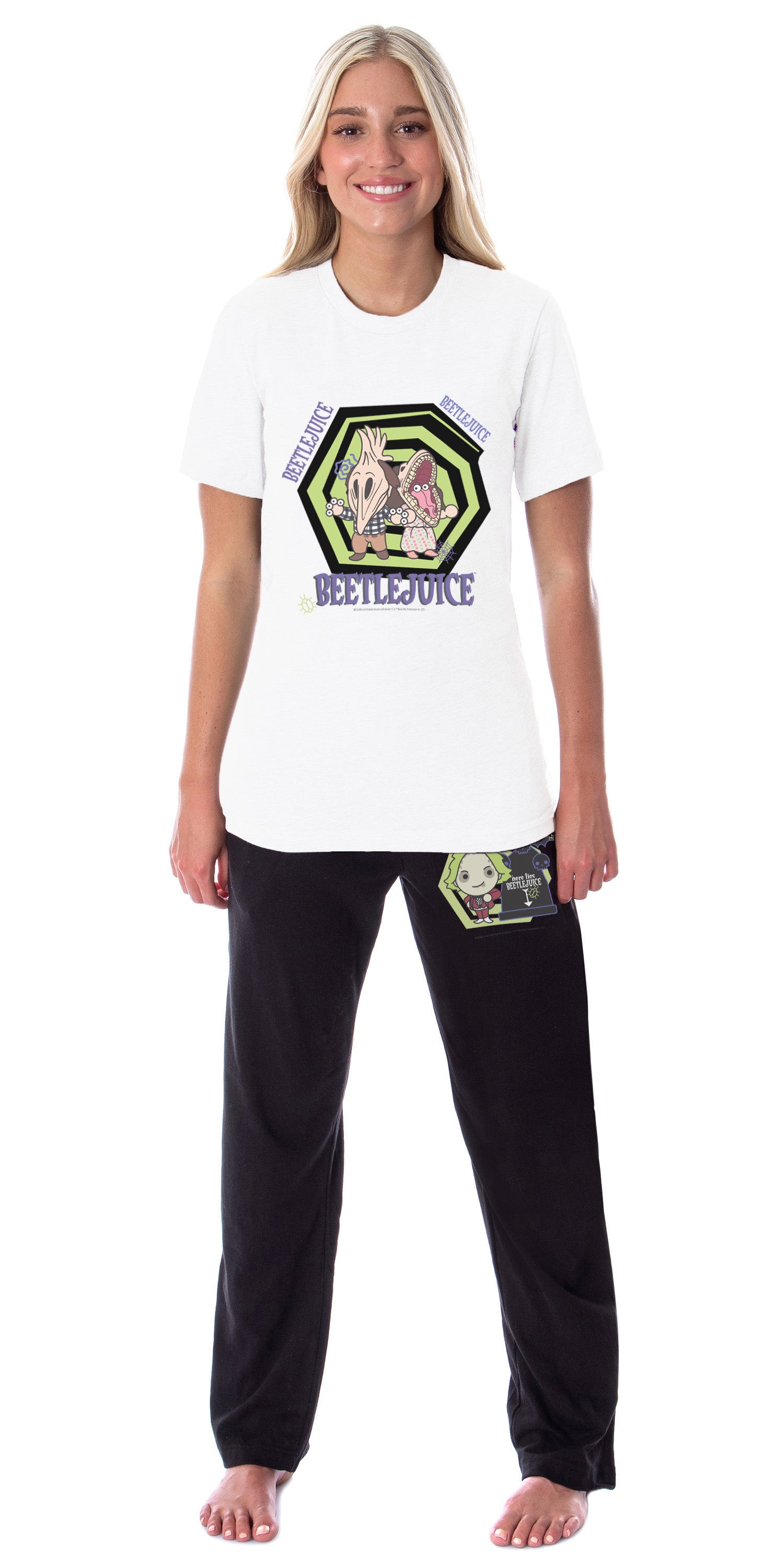 Beetlejuice Womens' Chibi Maitlands Sleep Pajama Set Shirt and Pants