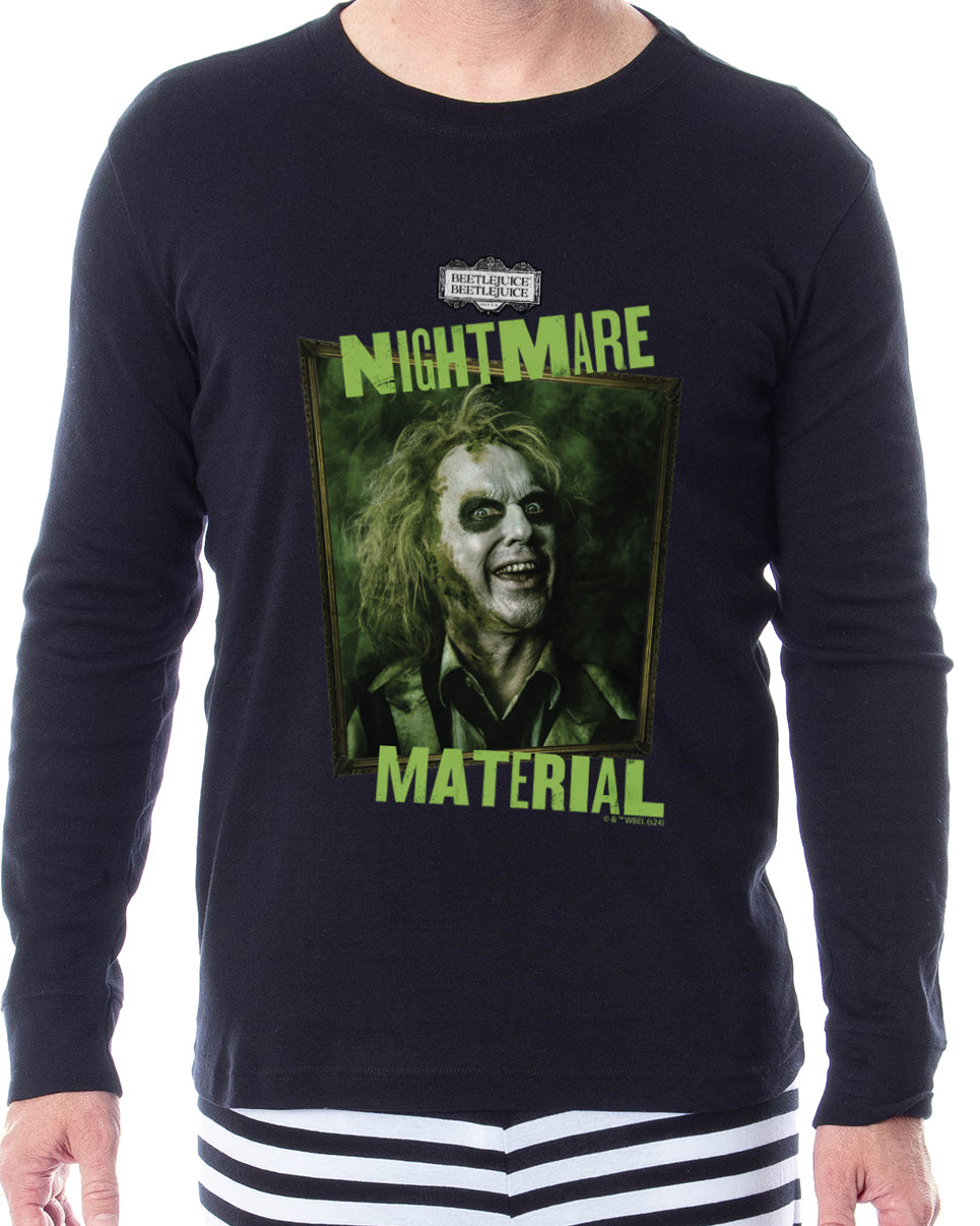 Beetlejuice Unisex Nightmare Material Striped Pajama Set For Adults