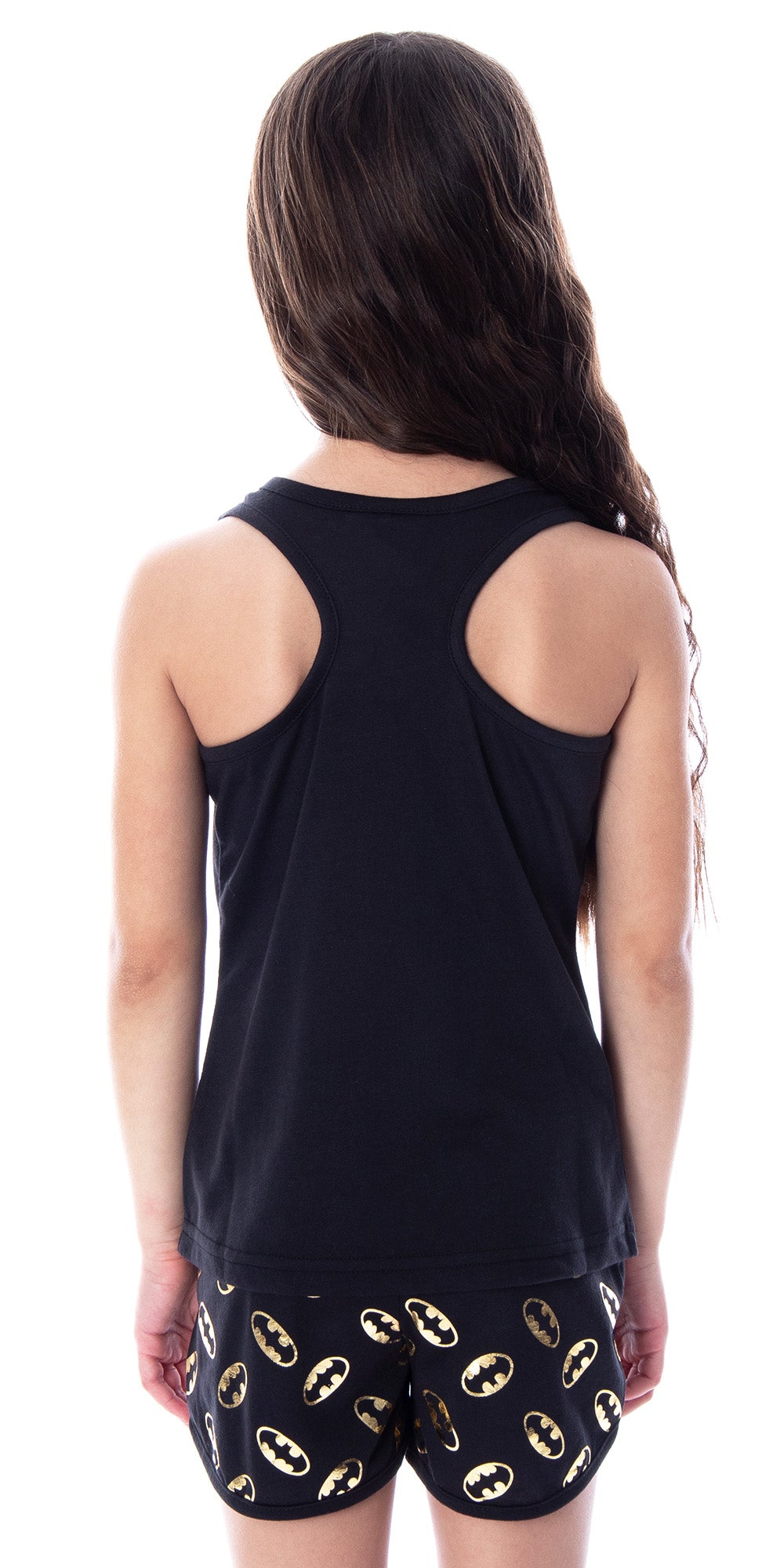 DC Comics Girls' Batman Gold Foil Logo Racerback Tank Shorts Pajama Set