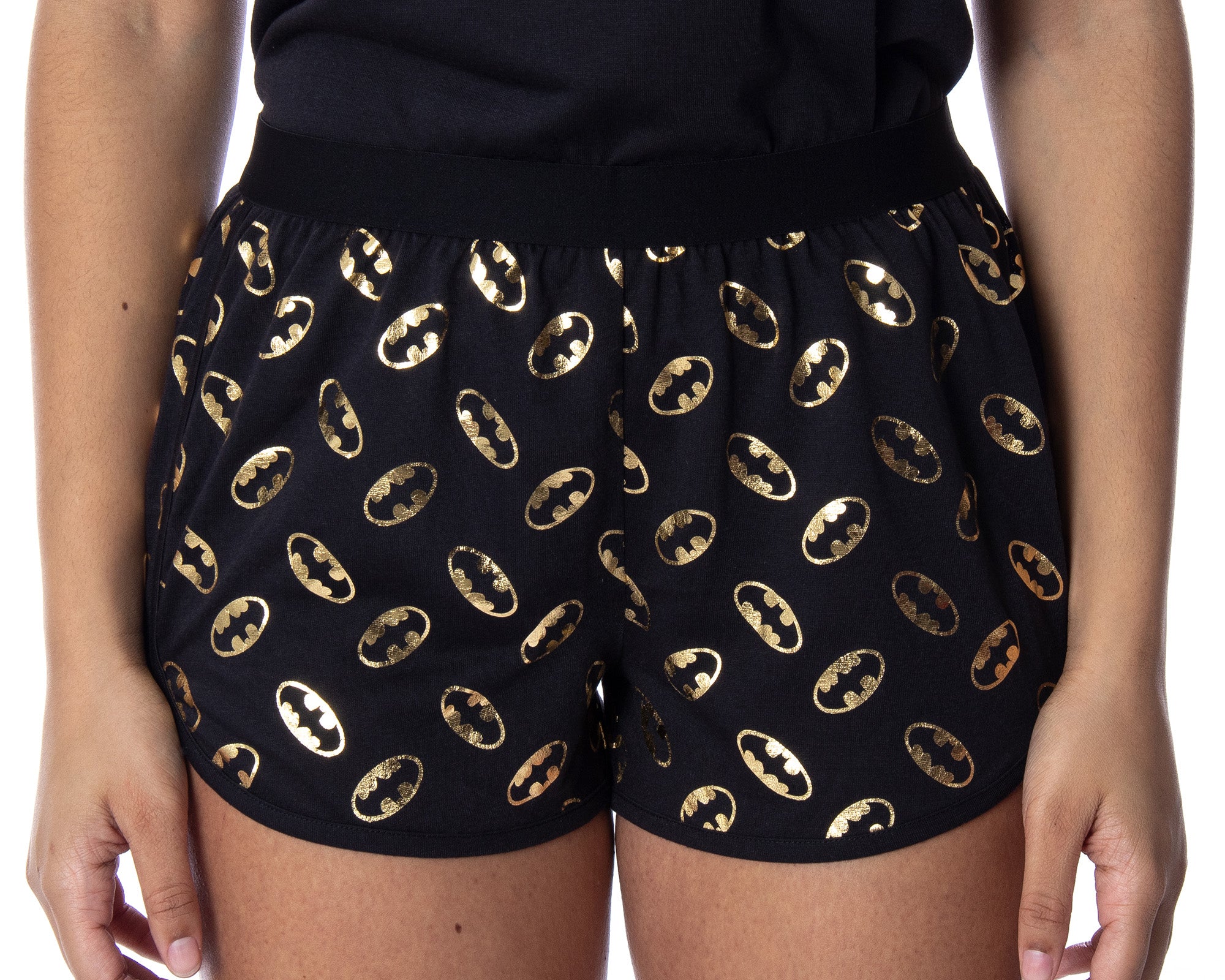 DC Comics Women's Batman Gold Foil Logo Racerback Tank Shorts Pajama Set