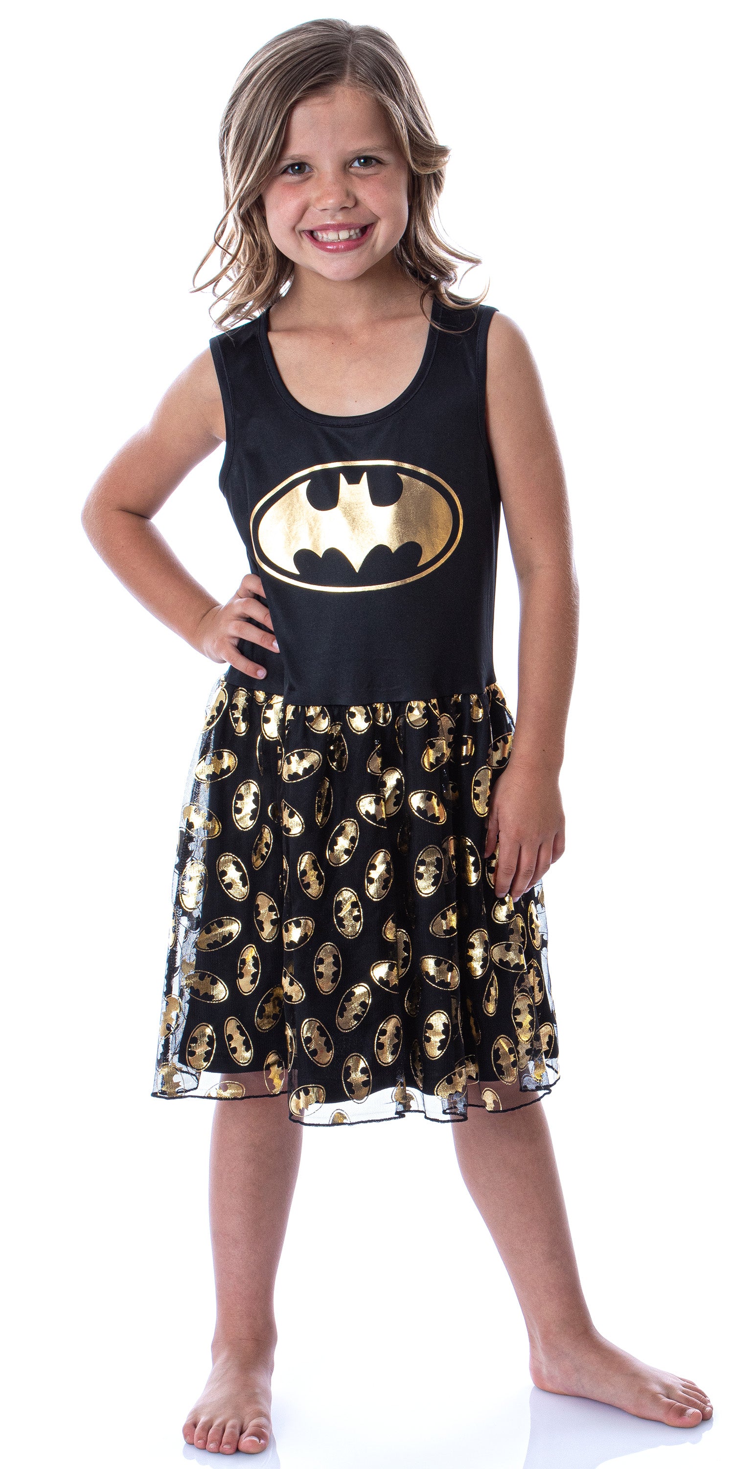 DC Comics Girl's Batman Logo Tank Nightgown Costume Pajama Dress