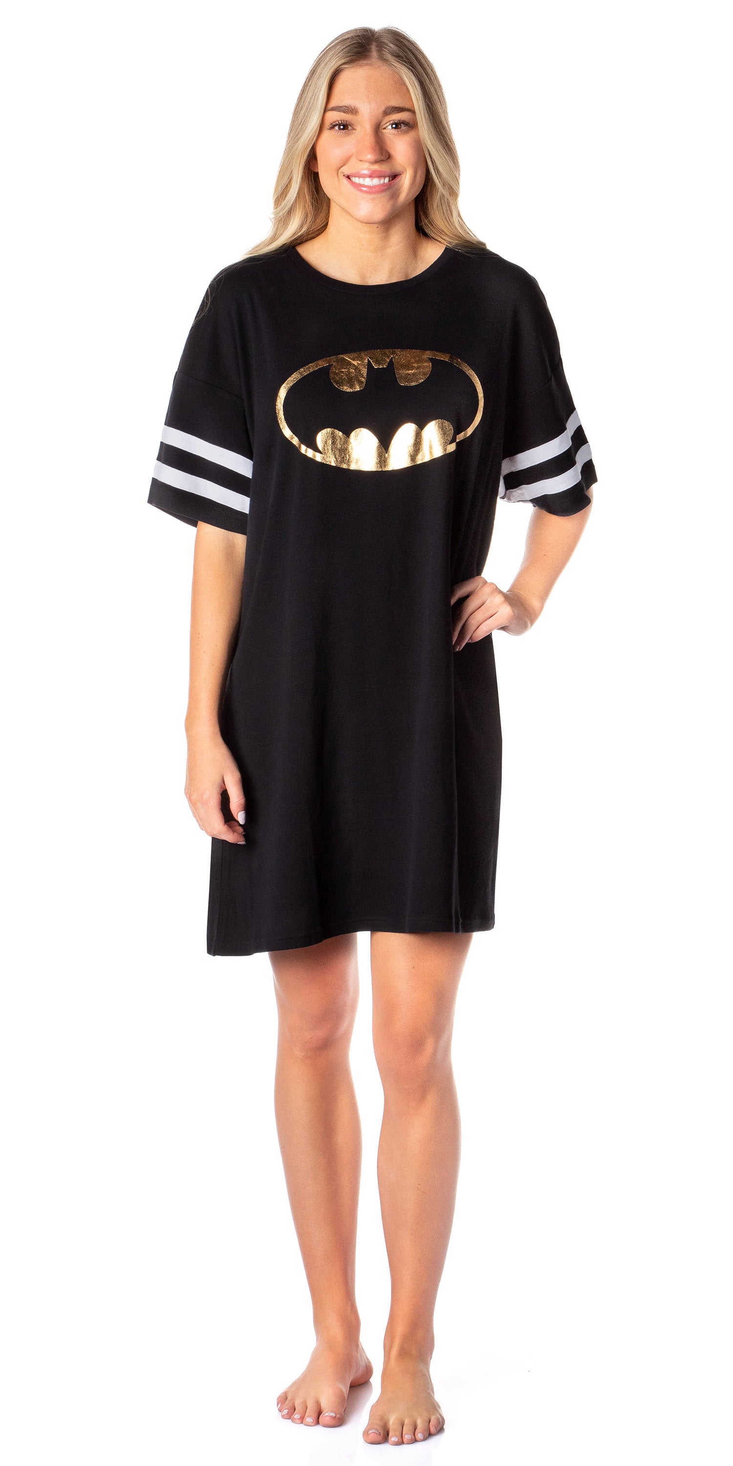 DC Comics Womens' Batman Classic Symbol Nightgown Pajama Shirt Dress