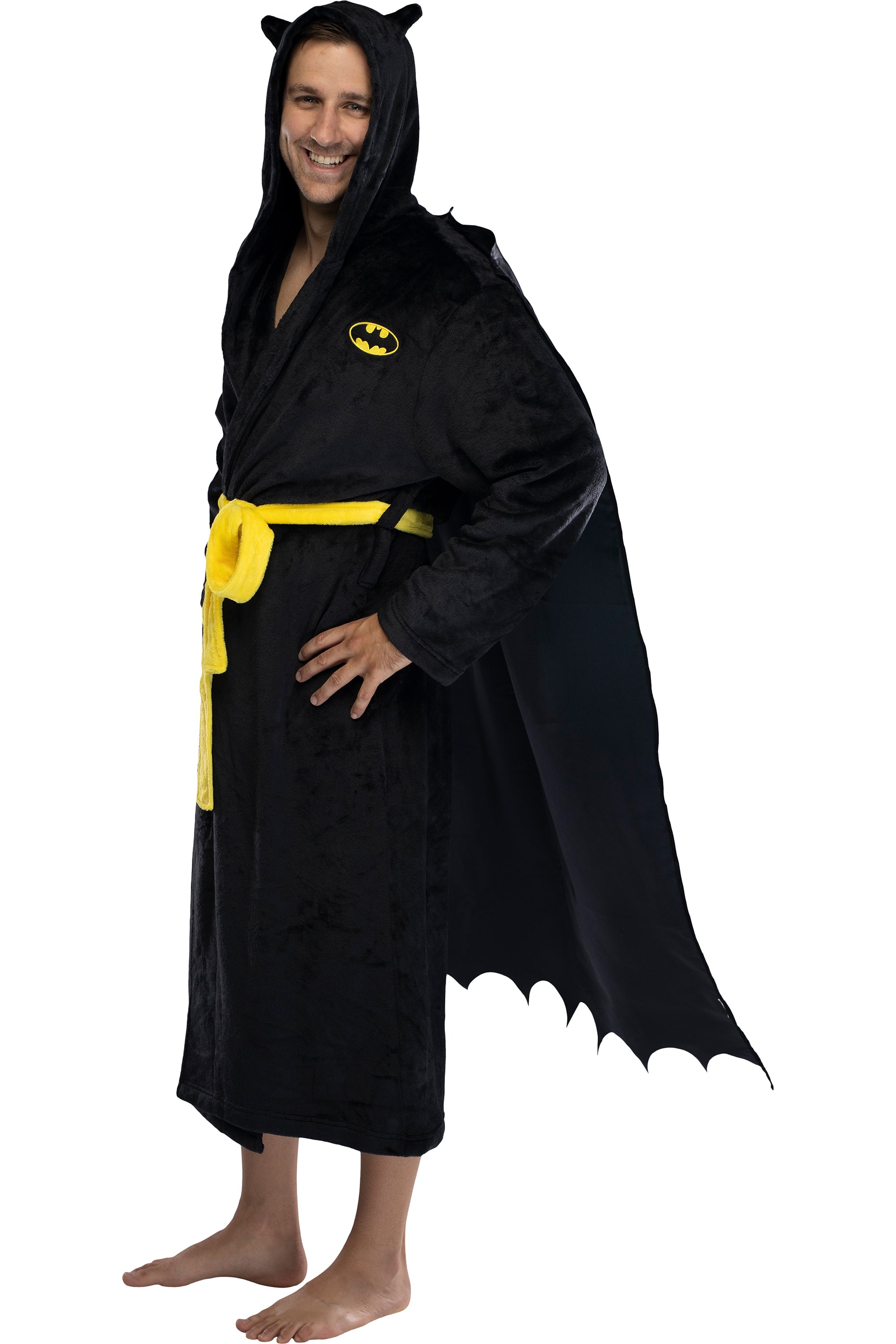 DC Comics Men's Fleece Hooded Costume Robe Pajama Lounge