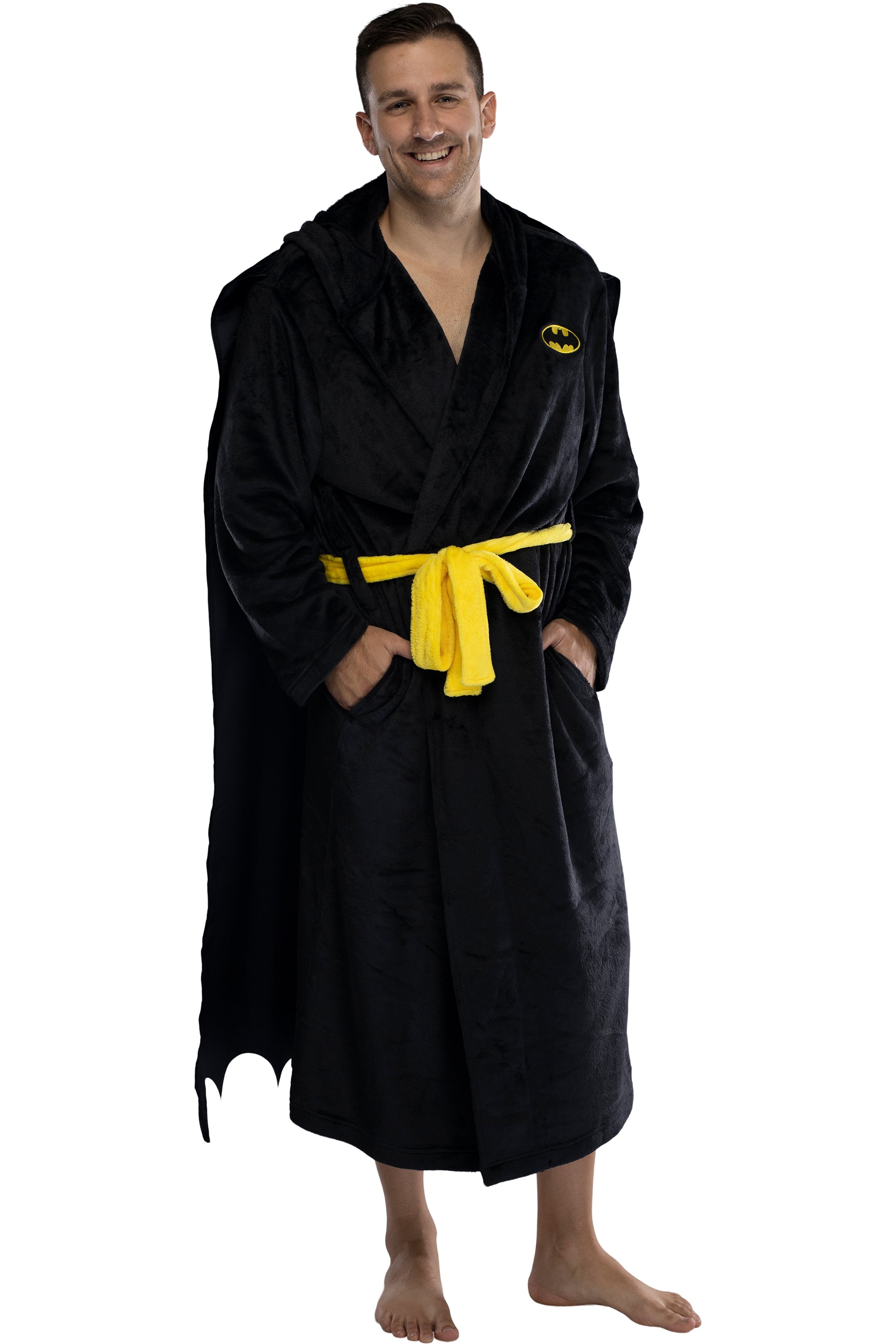 DC Comics Men's Fleece Hooded Costume Robe Pajama Lounge