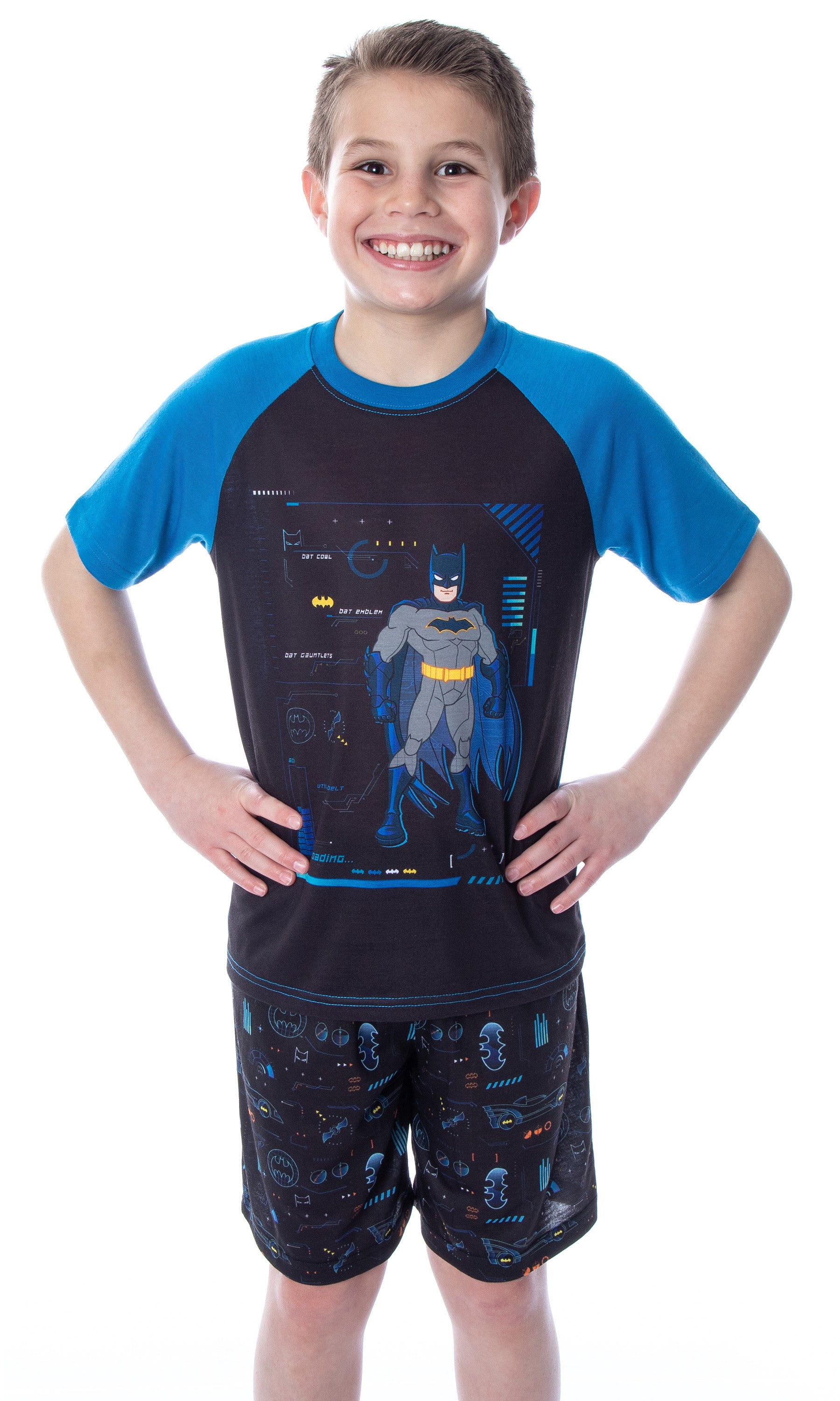 DC Comics Boys' Batman Spec Readout Short Sleeve Shirt and Shorts Pajama Set