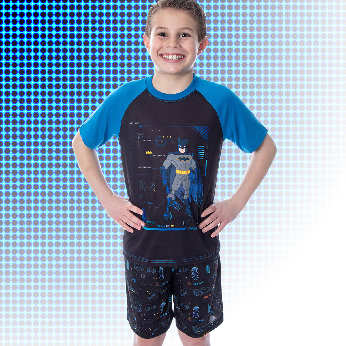 DC Comics Boys' Batman Spec Readout Short Sleeve Shirt and Shorts Pajama Set