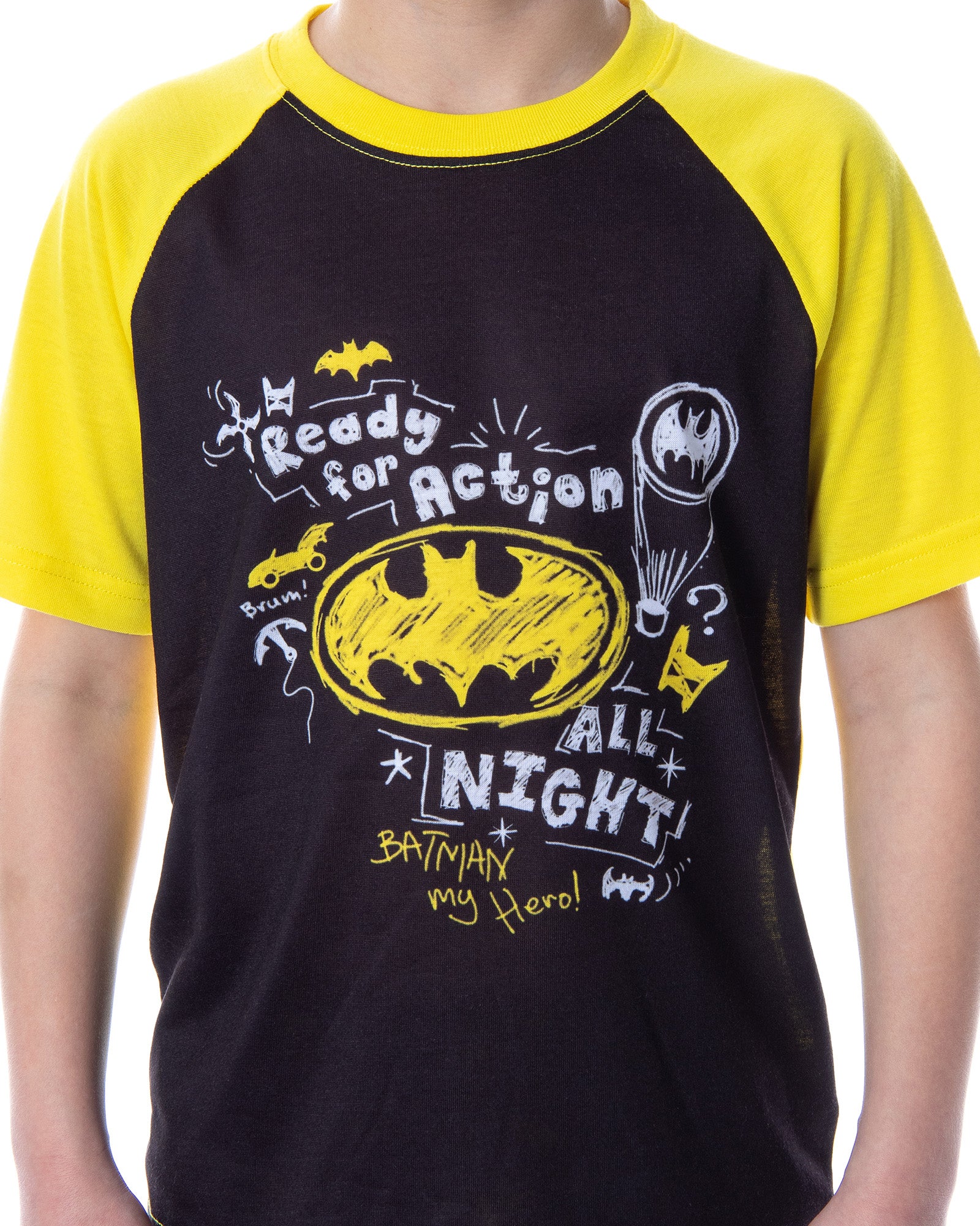 DC Comics Boys' Batman Ready For Action Shirt and Shorts 2 PC Pajama Set