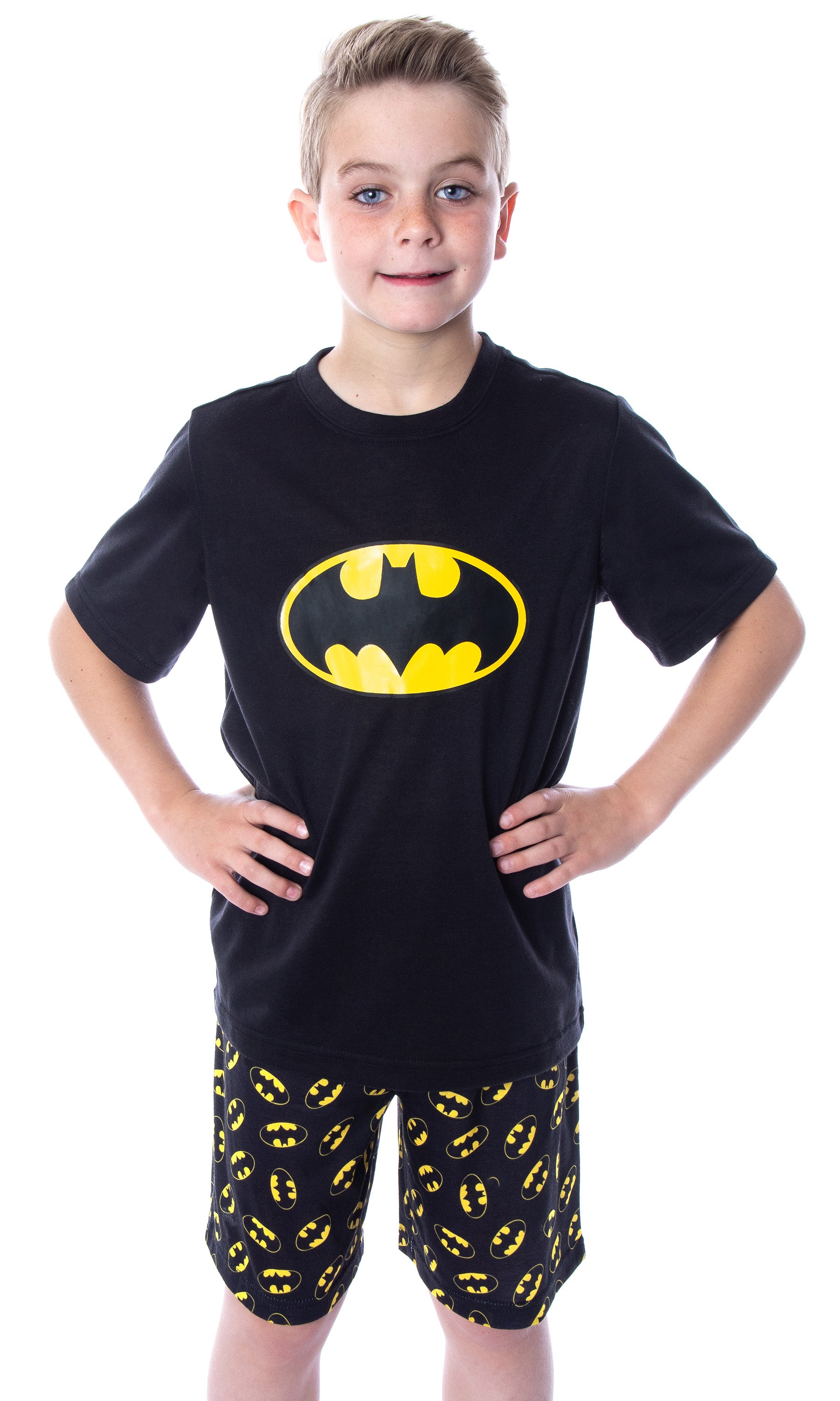 DC Comics Big Boys' Batman Logo Short Sleeve Shirt Pajama Short Set
