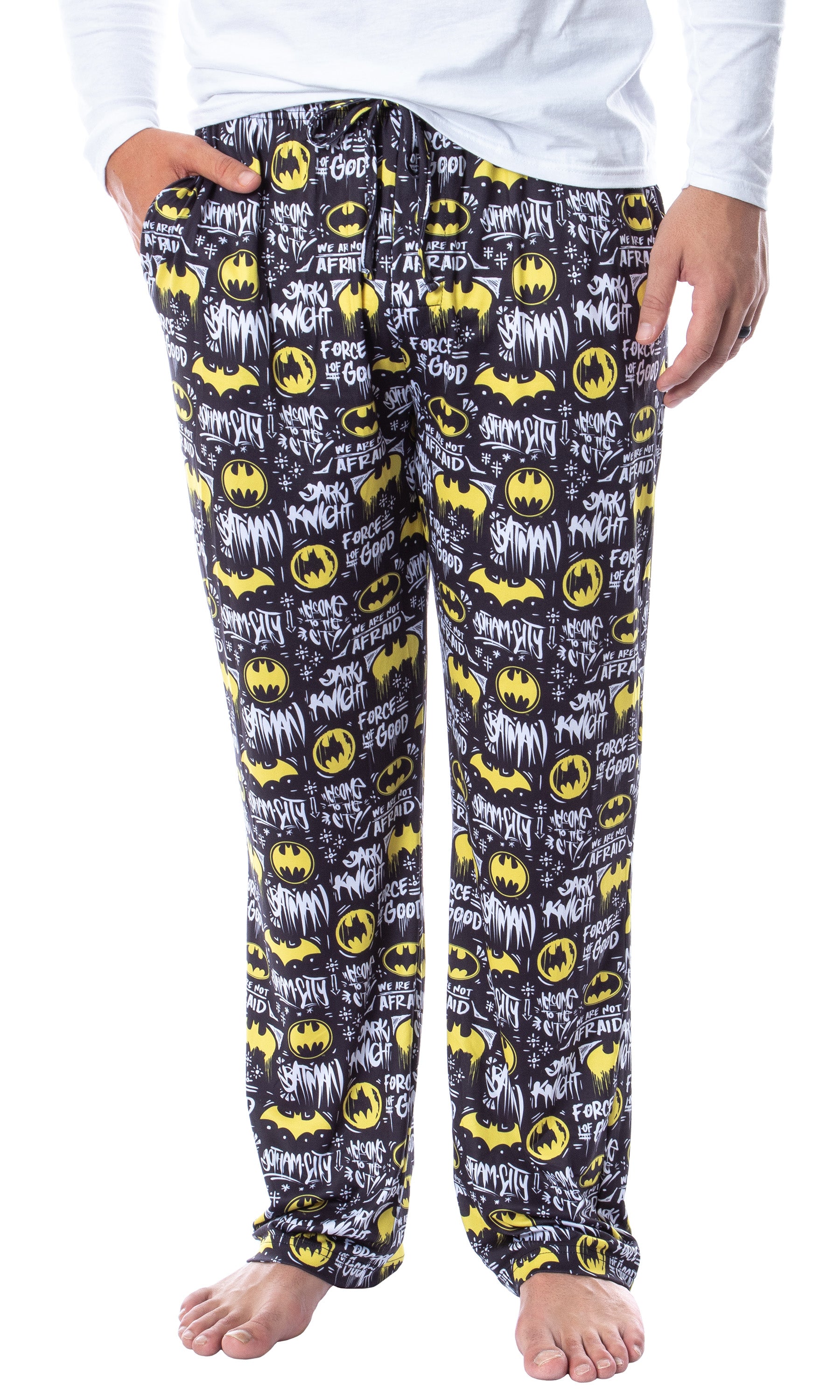 DC Comics Mens' Batman Dark Knight We Are Not Afraid Sleep Pajama Pants