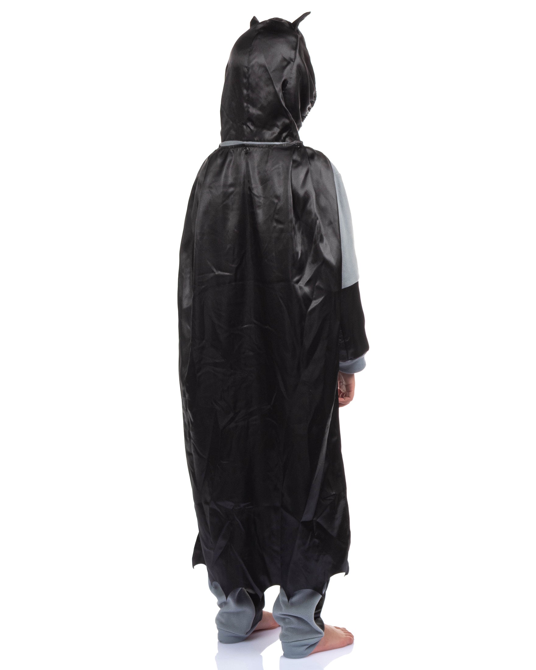 Batman Boy's Costume Union Suit One Piece Pajama With Mask Hood and Cape For Kids