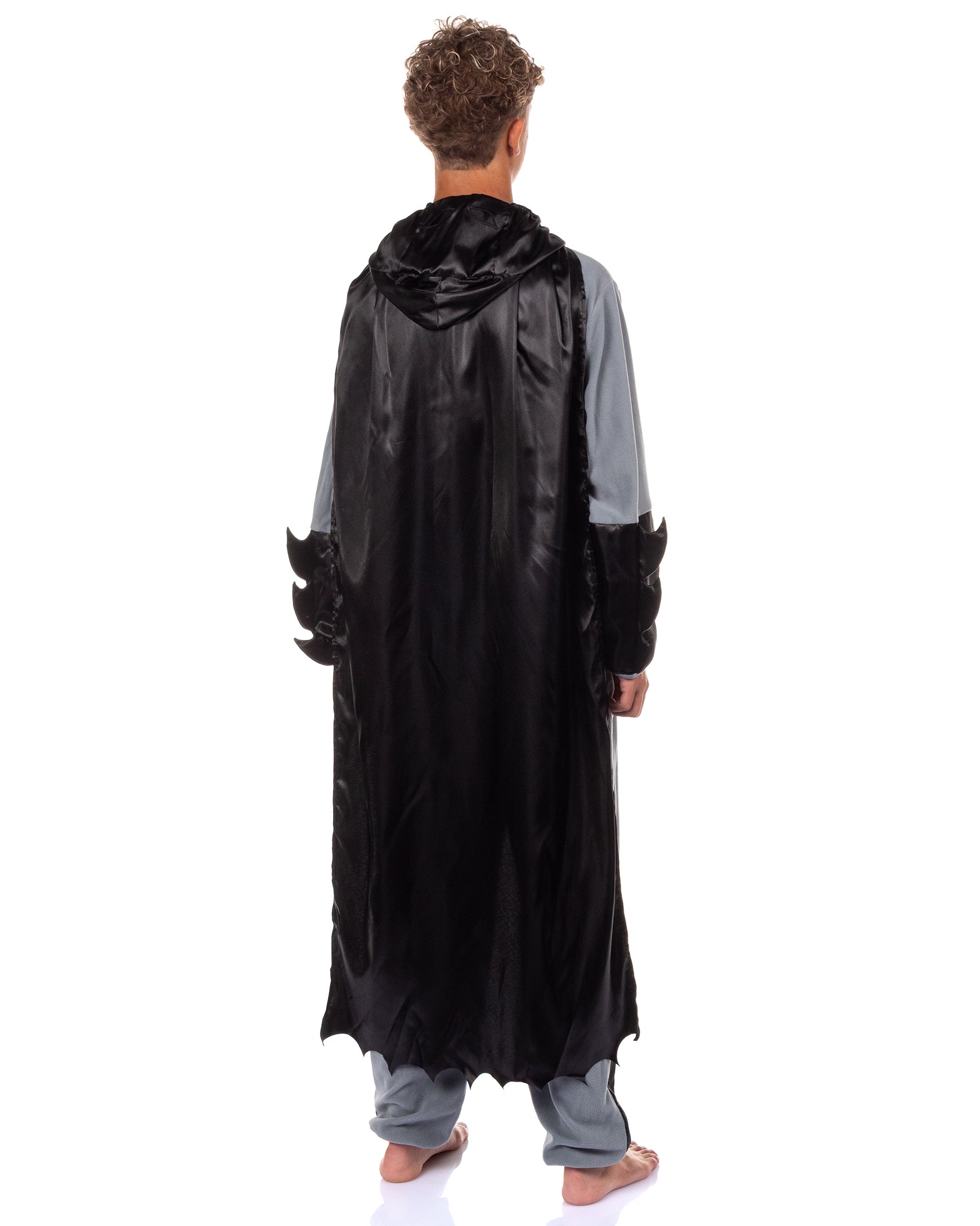 Batman Costume Union Suit Onesie One Piece Pajama Outfit With Mask Hood and Cape