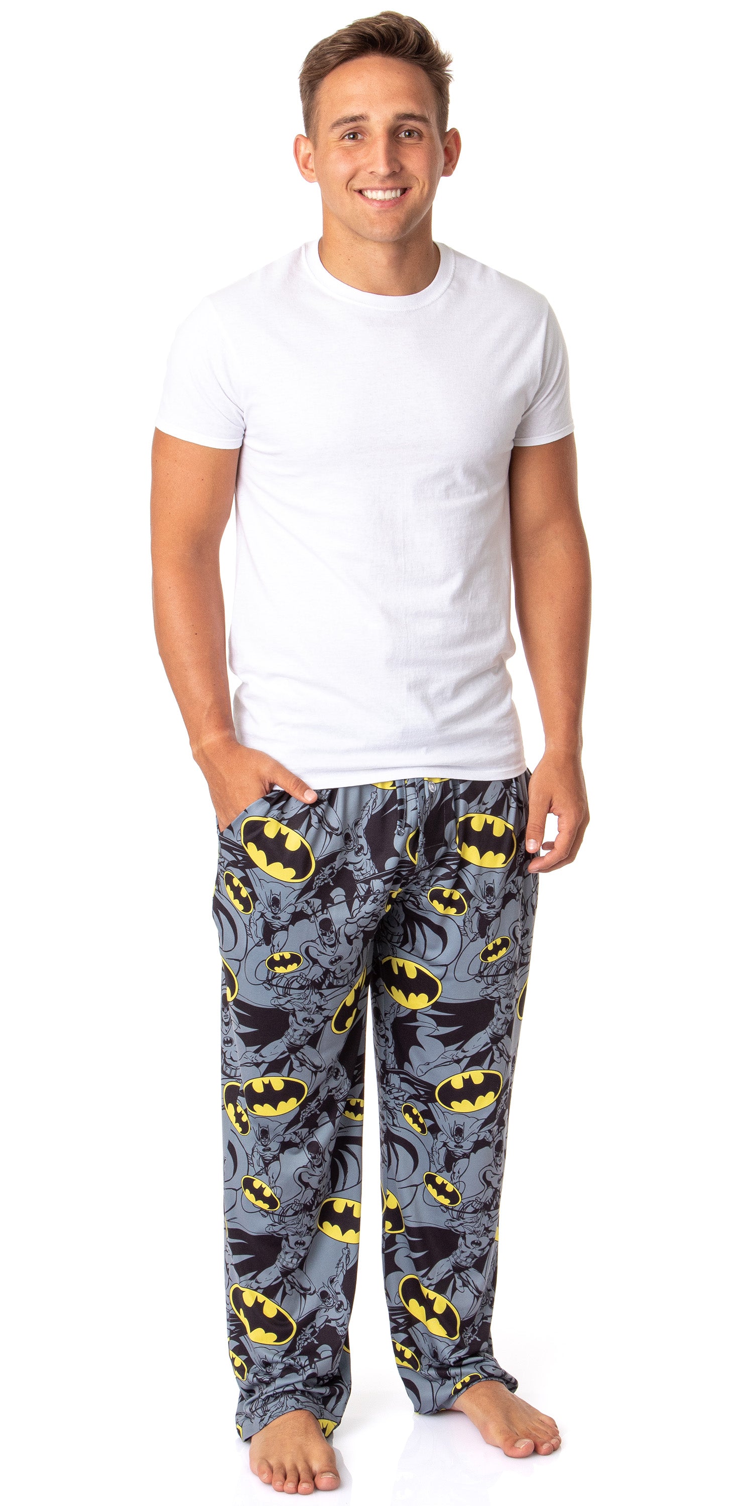 DC Comics Batman Mens' Bat Symbol Retro Character Sleep Pajama Pants
