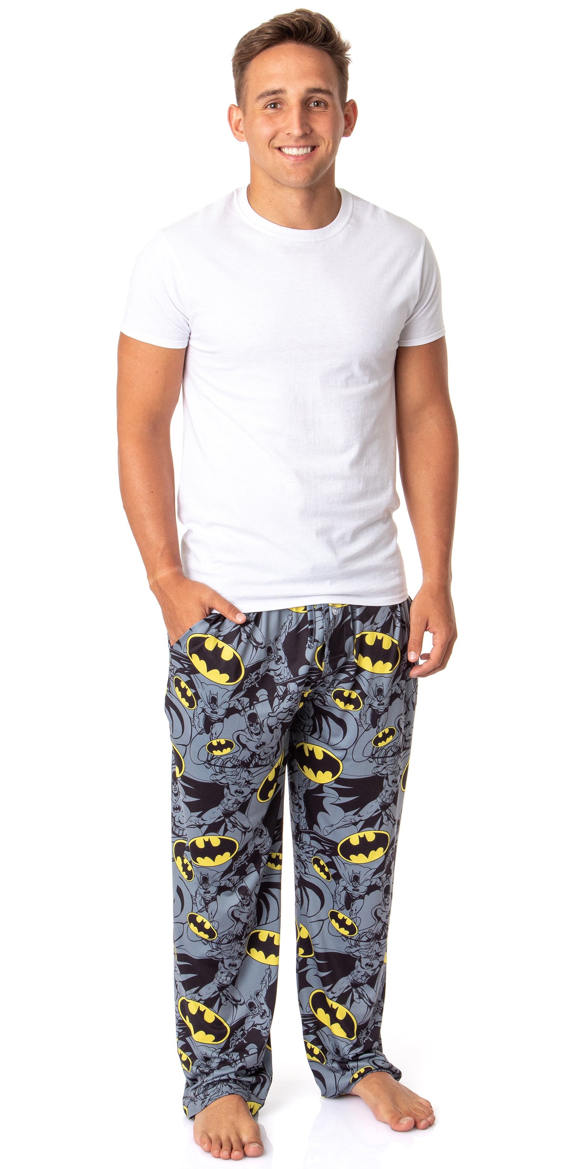 DC Comics Batman Mens' Bat Symbol Retro Character Sleep Pajama Pants