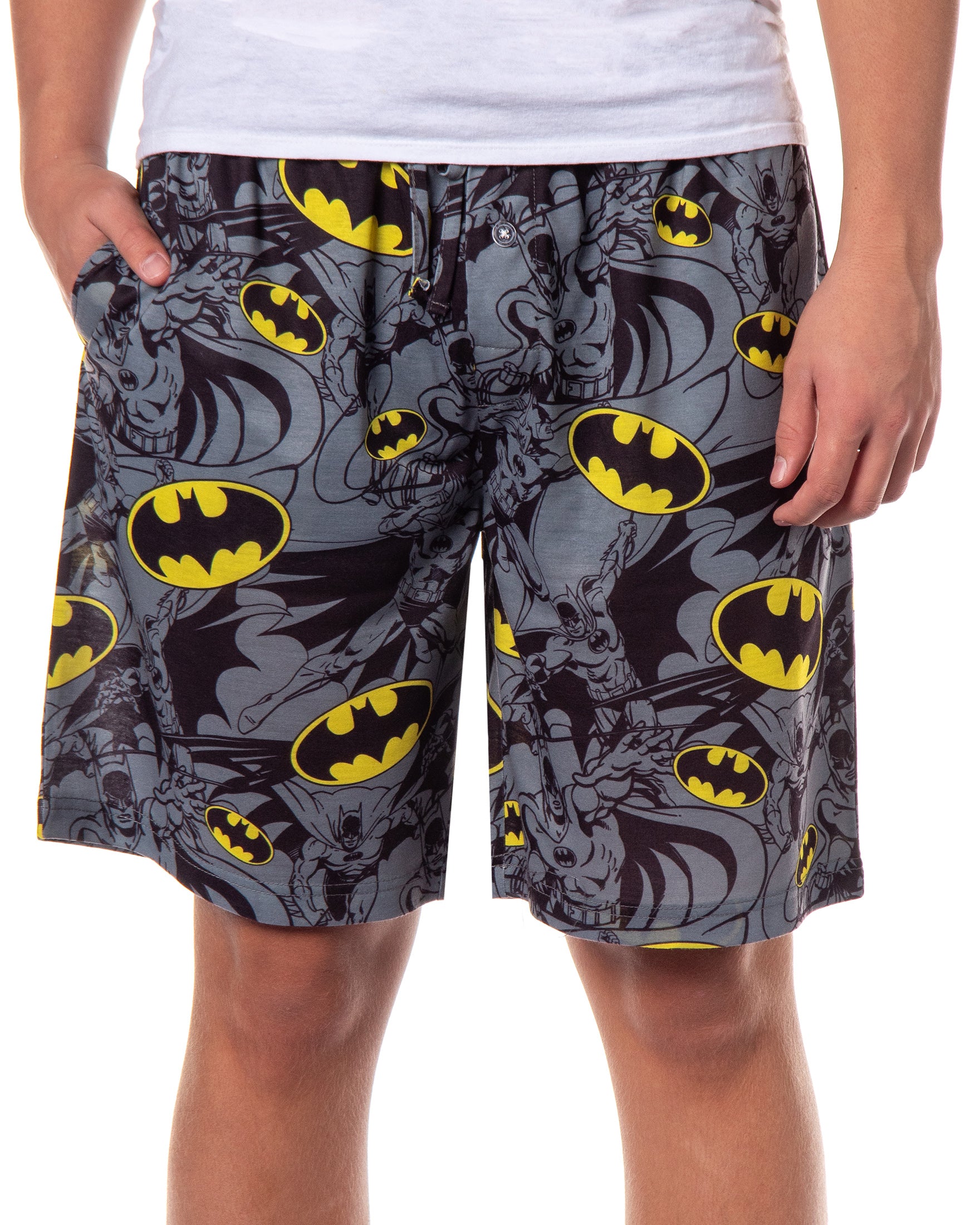 DC Comics Men's Batman Bat Symbol Allover Print Sleep Pajama Shorts