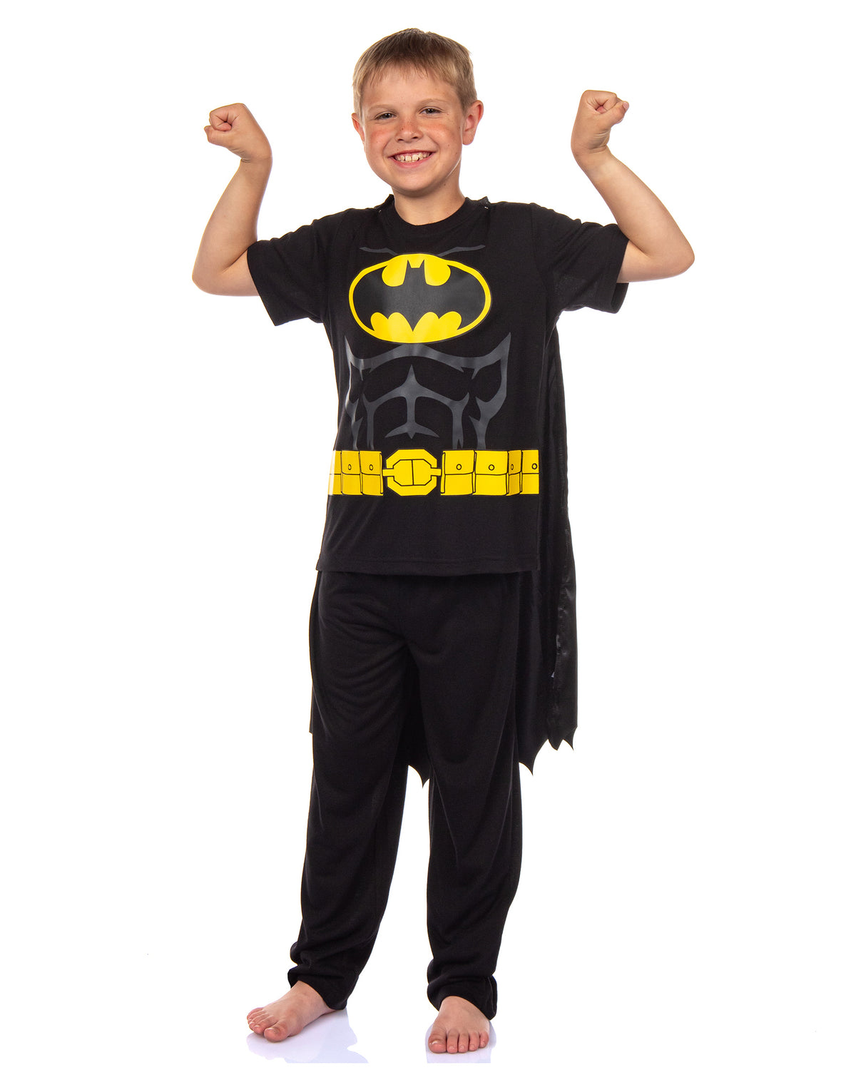 DC Comics Batman Pajamas Boys' 3PC Shirt Pant Set Detachable Cape