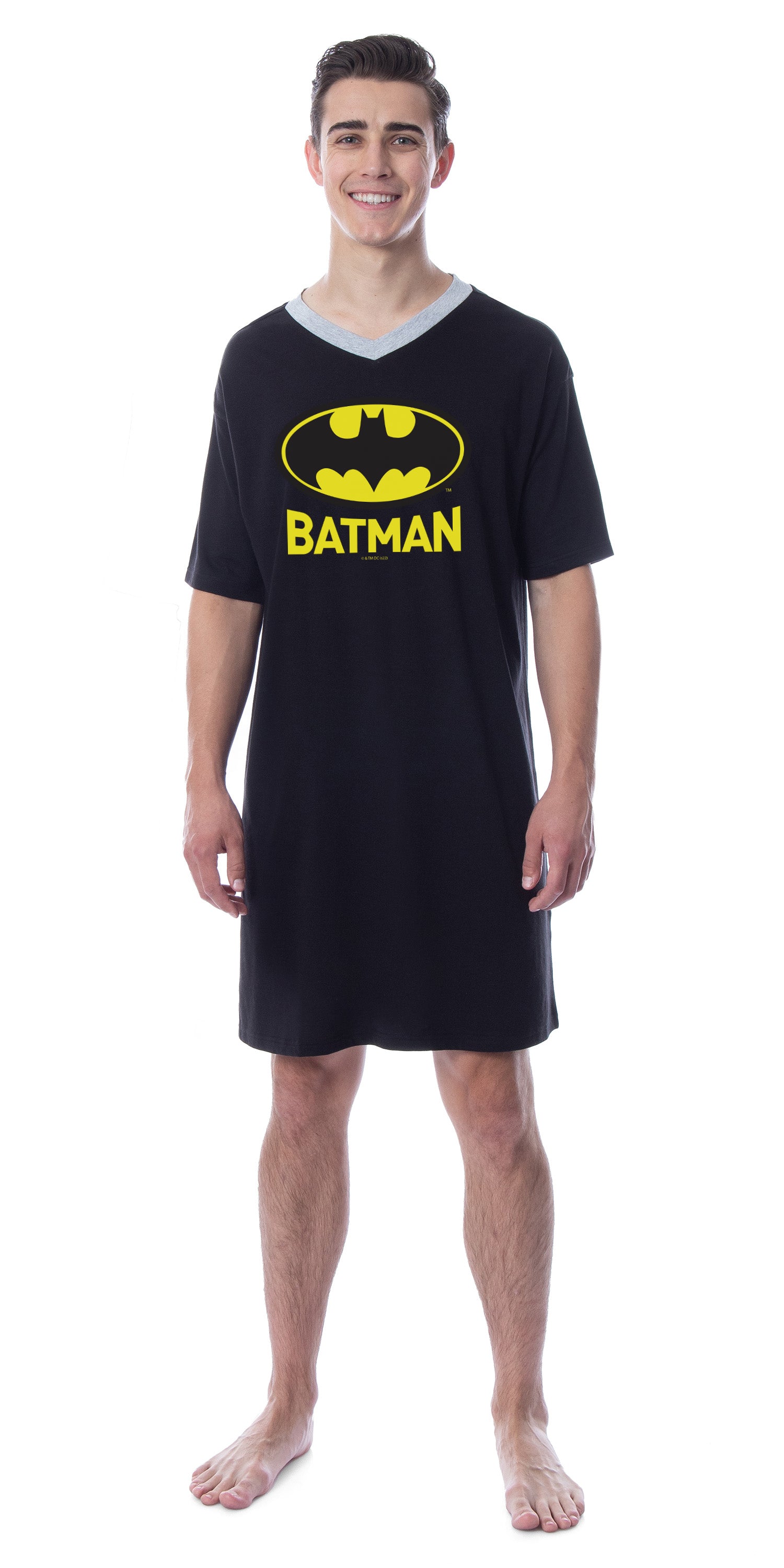 DC Comics Batman Mens' Bat Symbol Nightgown Sleep Pajama Shirt