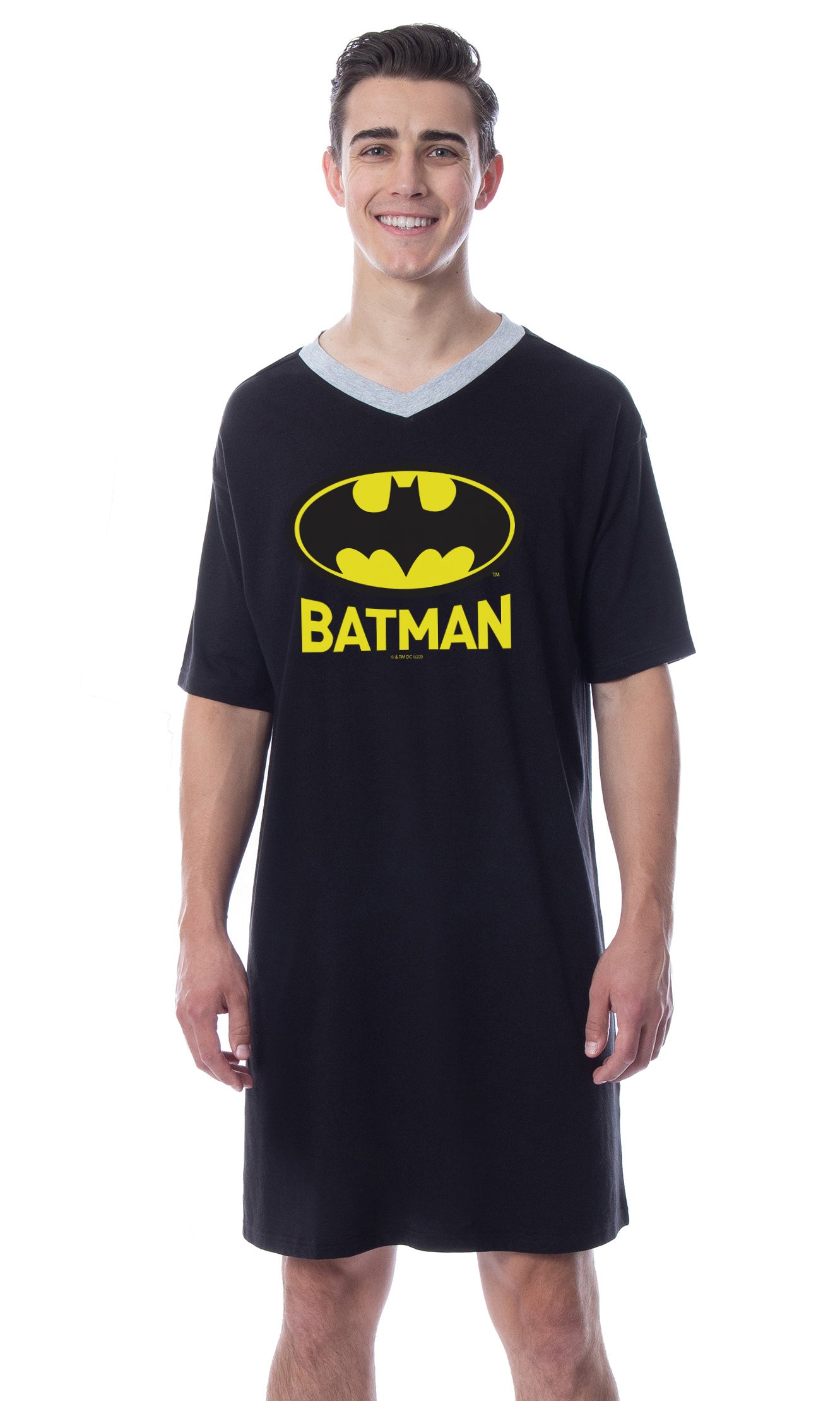 DC Comics Batman Mens' Bat Symbol Icon Nightgown Sleep Pajama Shirt