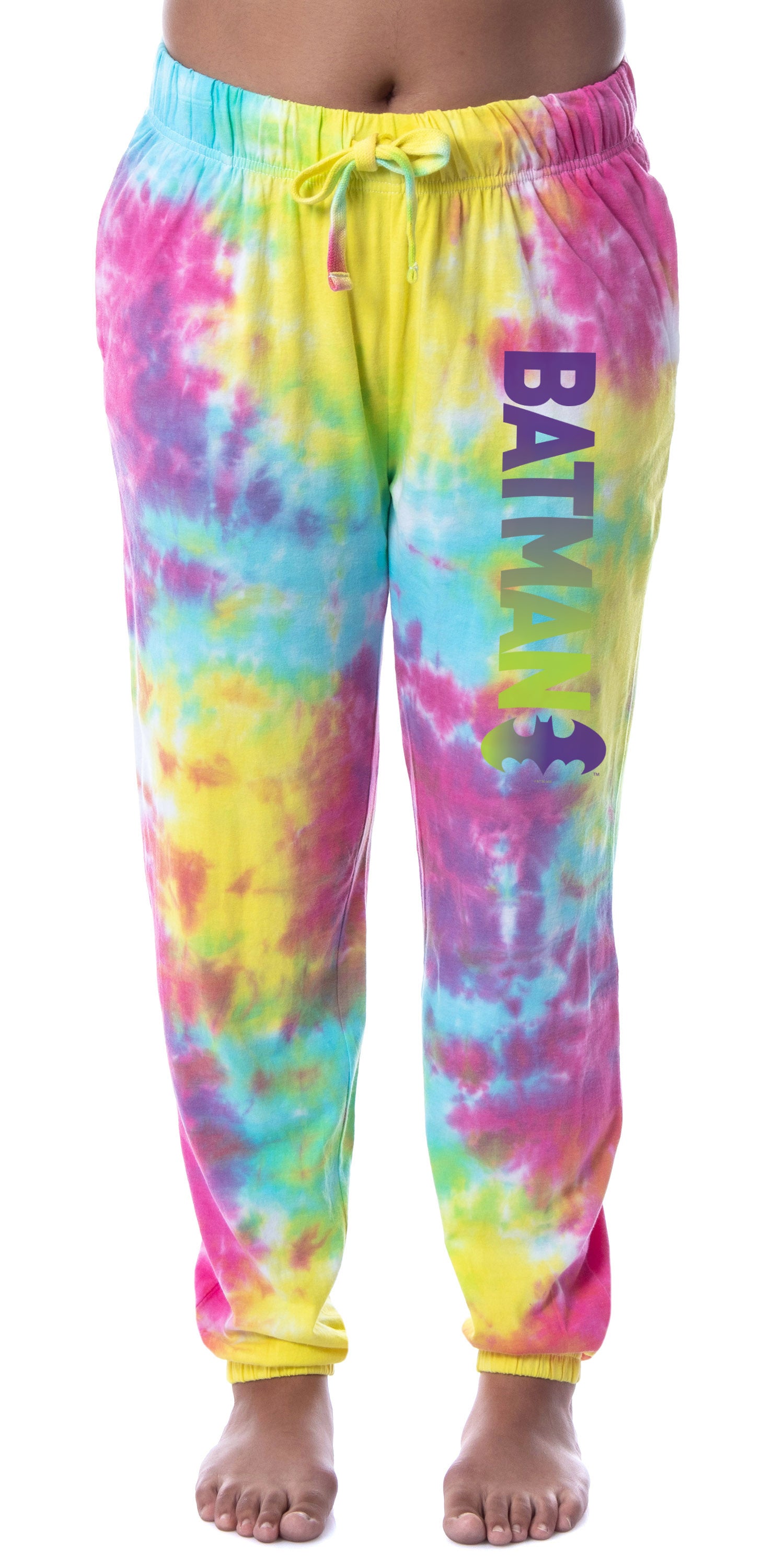 DC Comics Womens' Batman Bat Tie Dye Ombre Sleep Jogger Pajama Pants