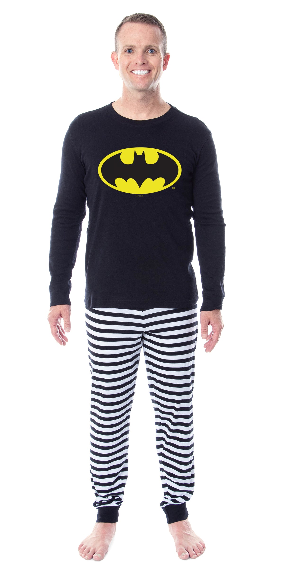 DC Comics Batman Classic Logo Tight Fit Cotton Matching Family Pajama Set For Adult And Kids