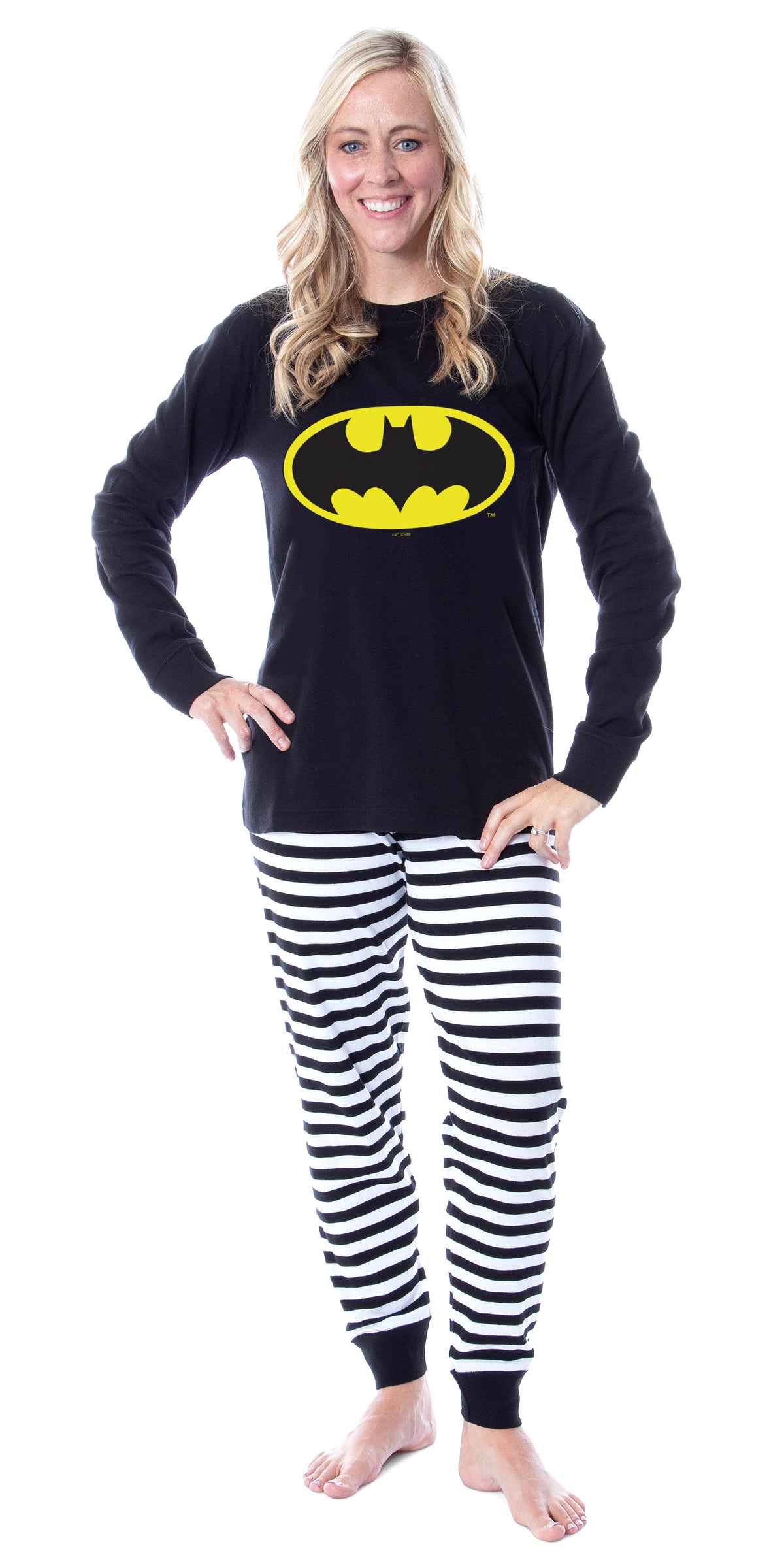 DC Comics Batman Classic Logo Tight Fit Cotton Matching Family Pajama Set For Adult And Kids