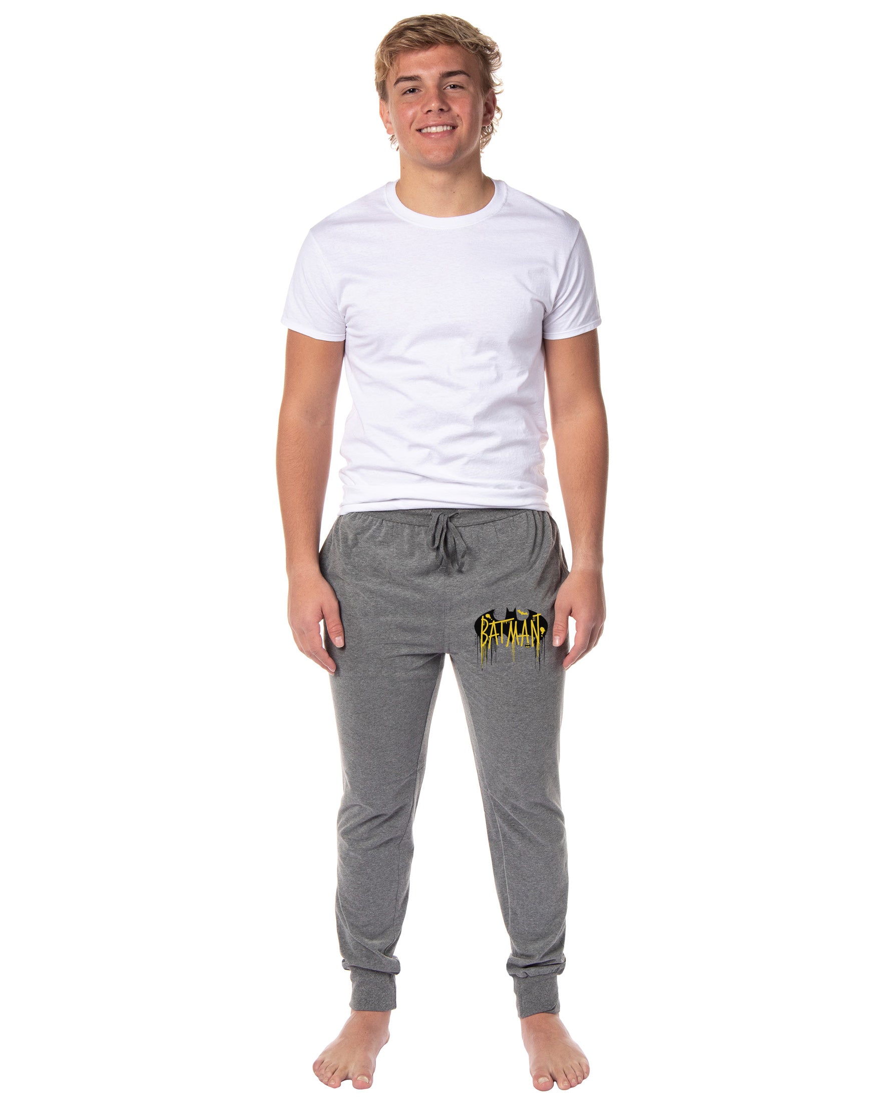 DC Comics Men's Batman Vintage Classic Bat Logo Sleep Jogger Pajama Pants