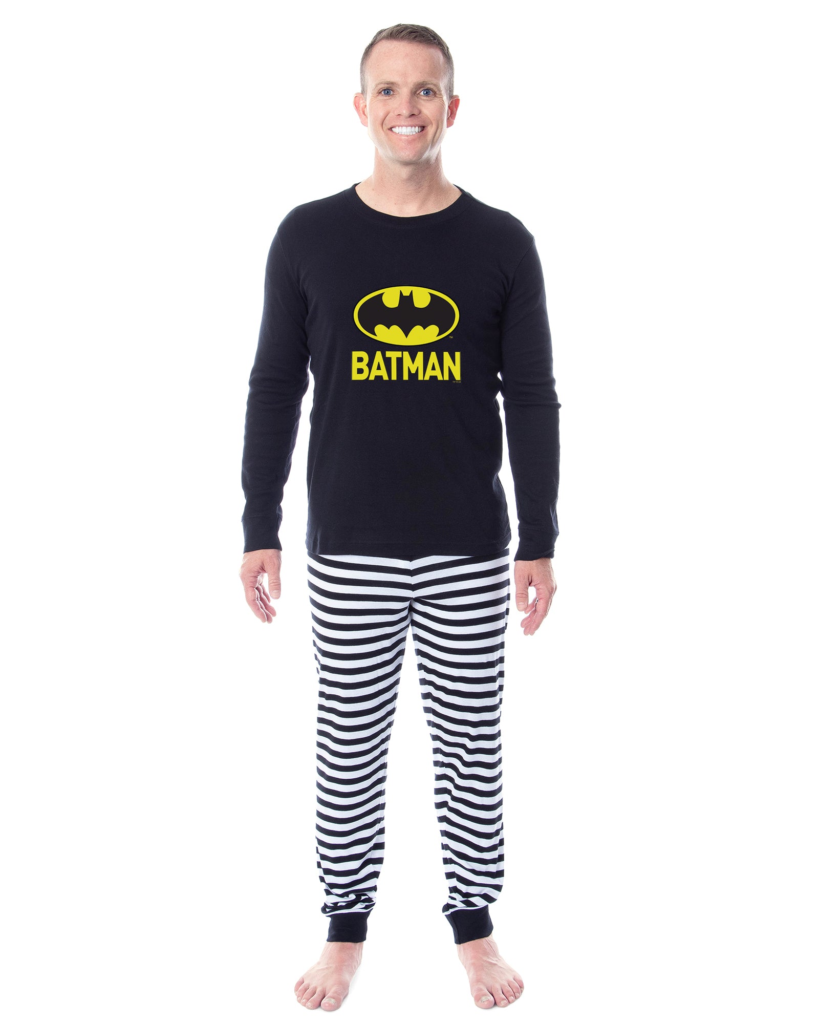 DC Comics Batman Bat Signal Men's 2-Piece Tight Fit Sleep Pajama Set