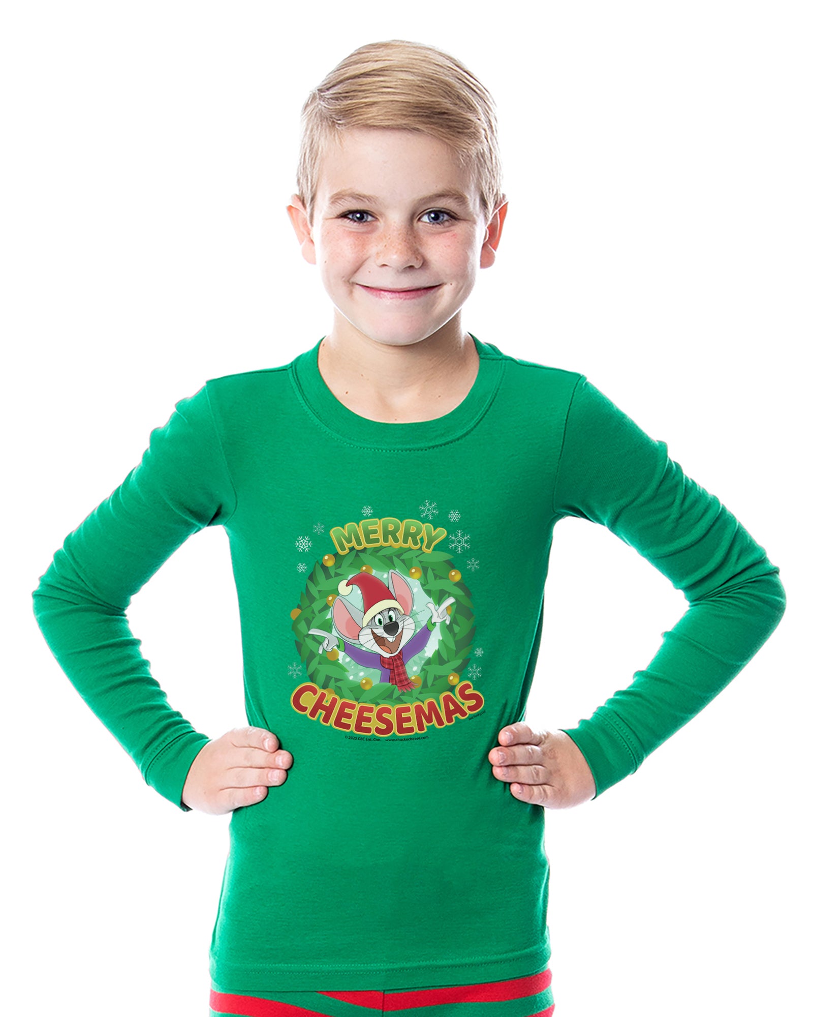 Chuck E. Cheese Christmas Merry Cheesemas 2 Piece Long Sleeve Family Pajama Set