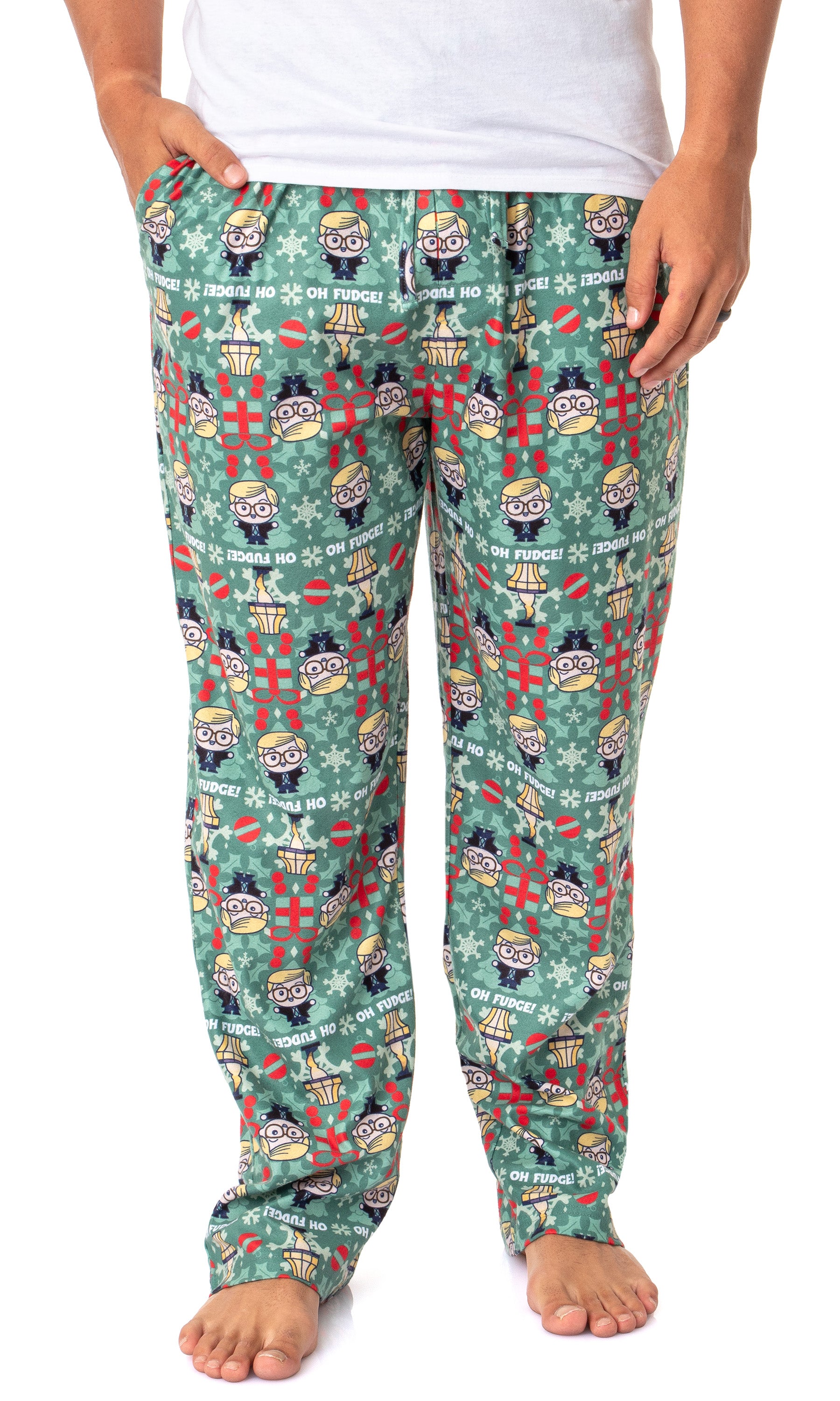 A Christmas Story Mens' Chibi Ralphie Oh Fudge! Leg Lamp Sleep Pajama Pants
