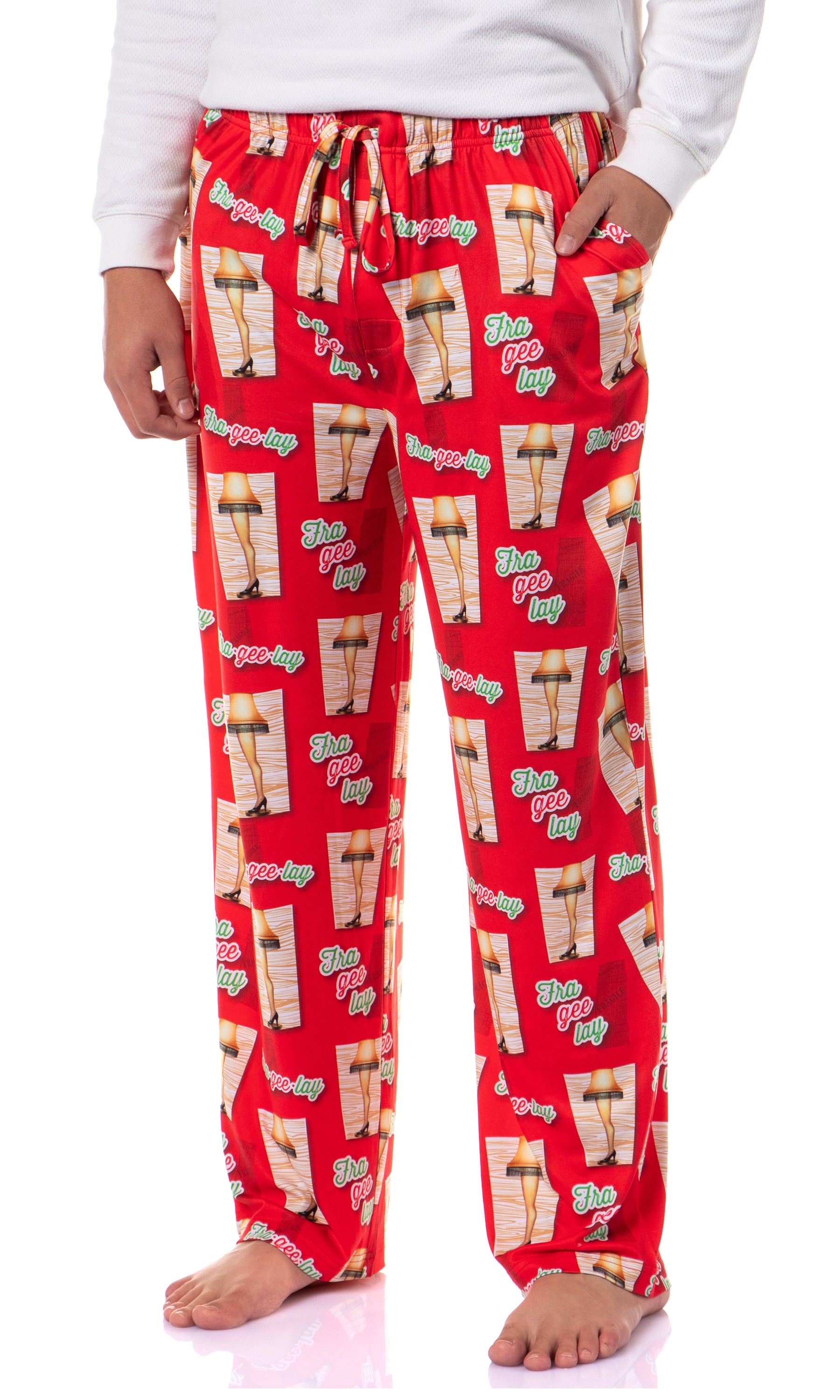 A Christmas Story Men's Leg Lamp Fra-Gee-Lay Tossed Sleep Pajama Pants