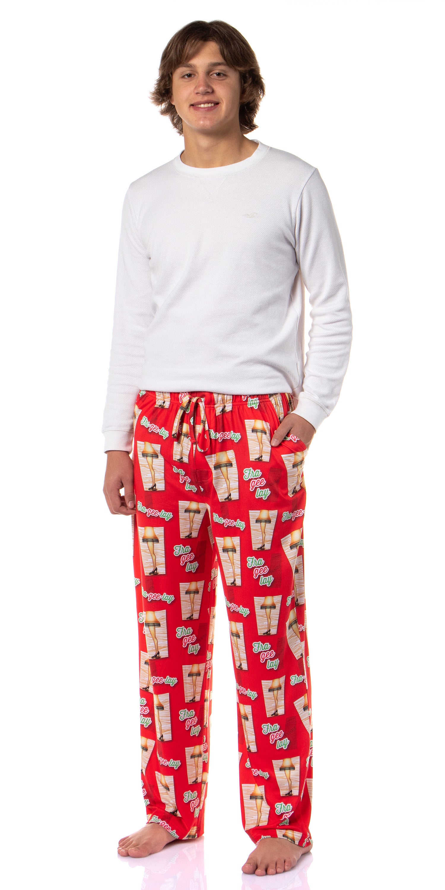 A Christmas Story Men's Leg Lamp Fra-Gee-Lay Tossed Sleep Pajama Pants