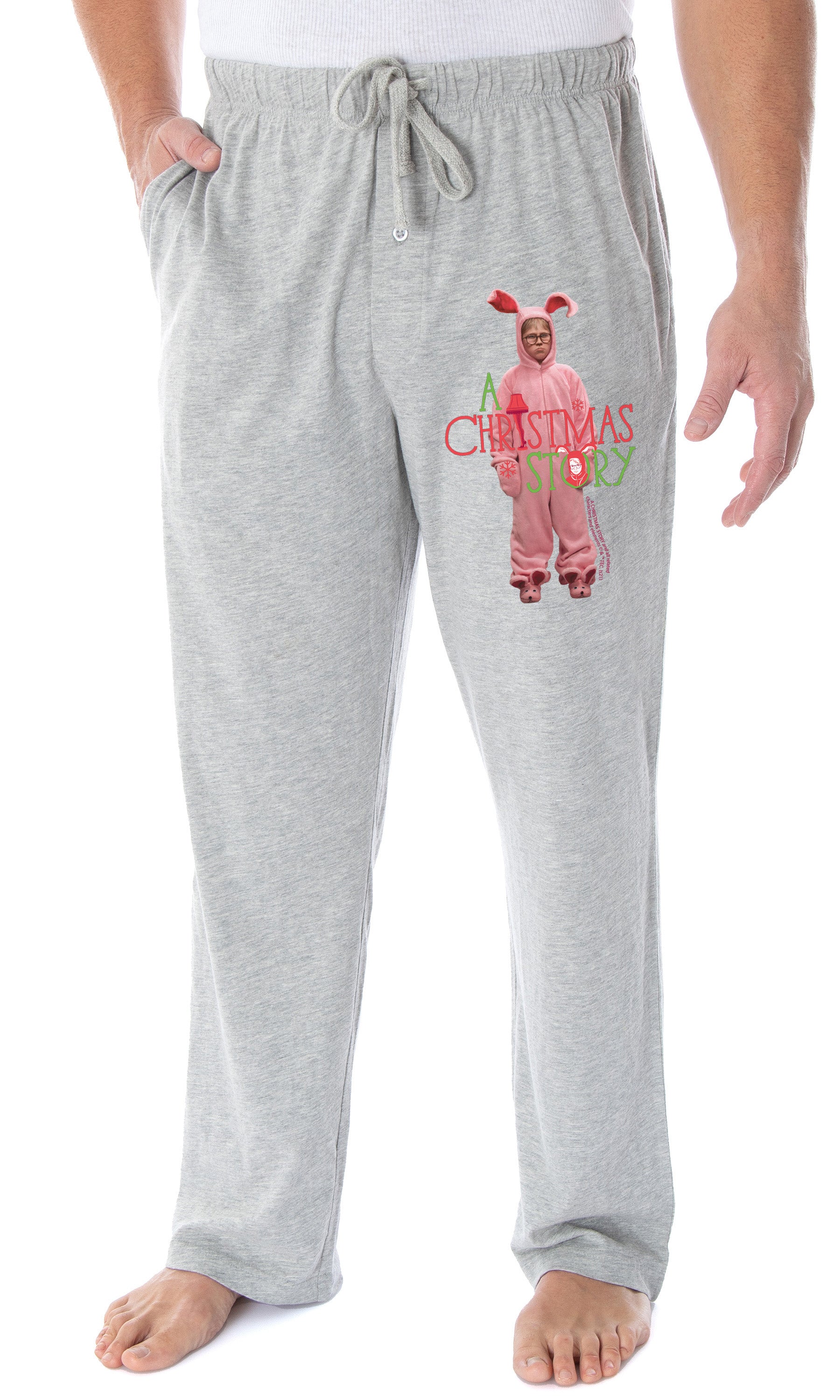 A Christmas Story Men's Ralphie Pink Nightmare Bunny Loungewear Pajama Pants