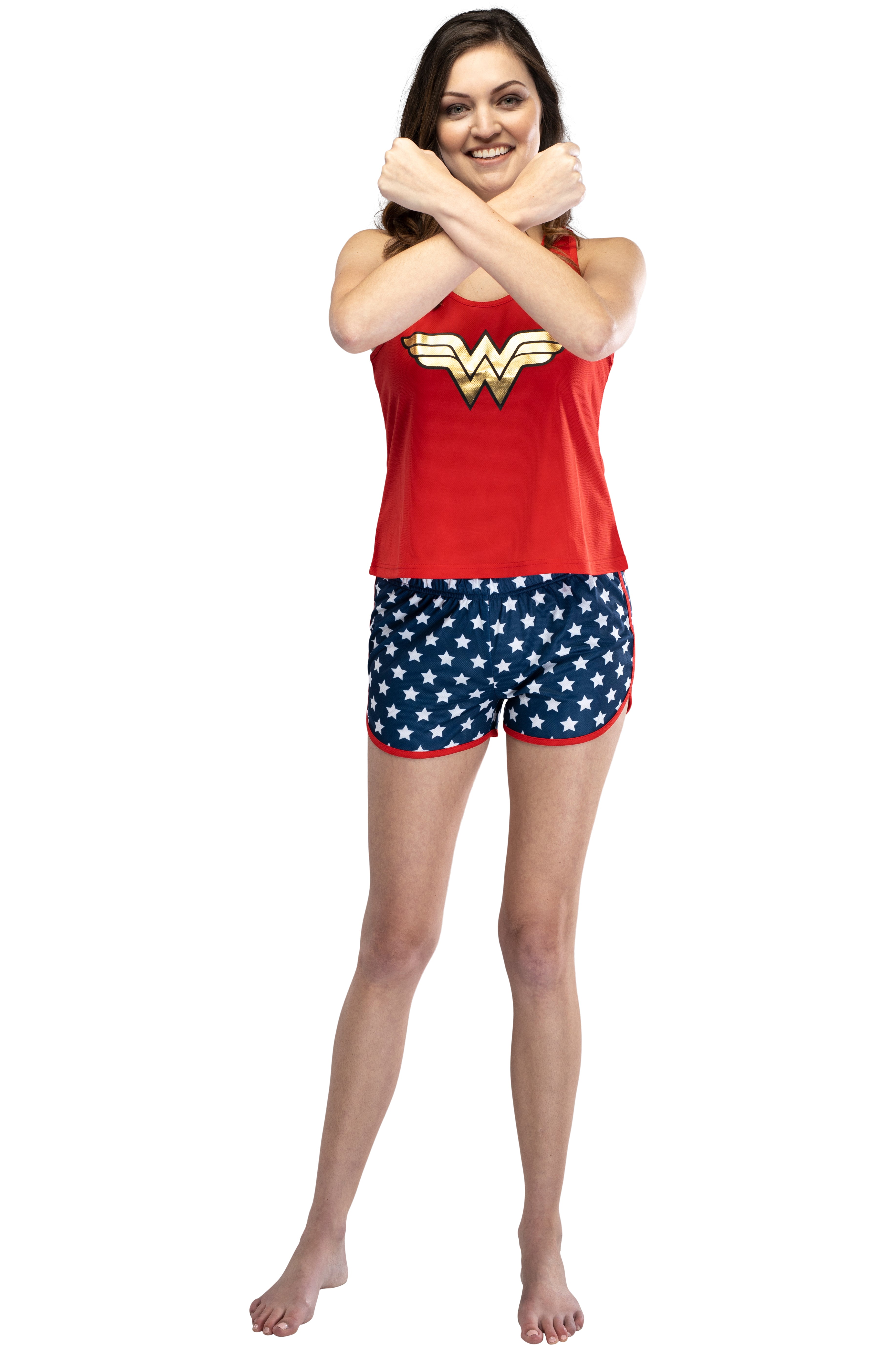 Wonder Woman Logo Womens Mesh Tank & Shorts Pajama Set