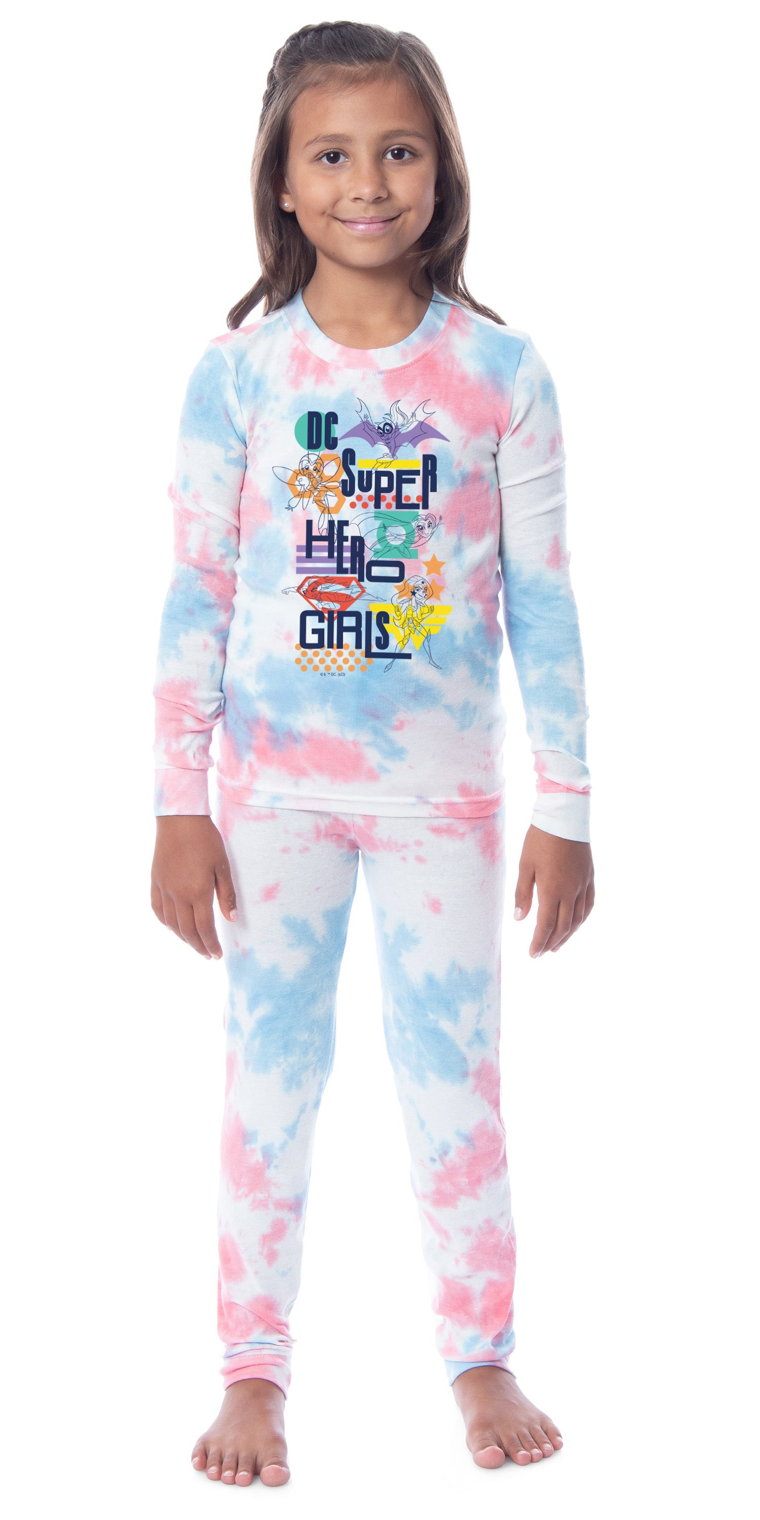 DC Comics Kids' Super Hero Girls Long Sleeve Shirt and Pants 2 Piece Tight Fit Youth Pajama Set