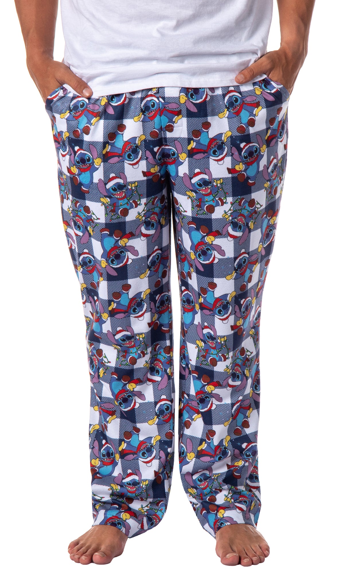 Disney Mens' Christmas Santa Lilo & Stitch Film Movie Sleep Pajama Pants